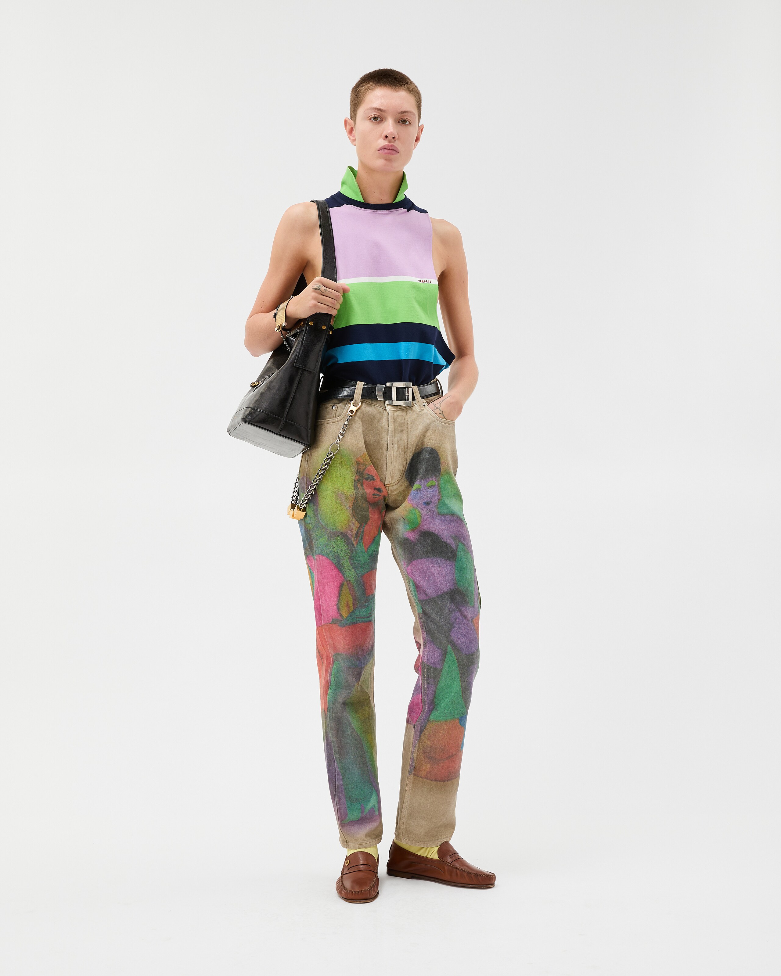 Versace Printed Straight Jeans In Multi