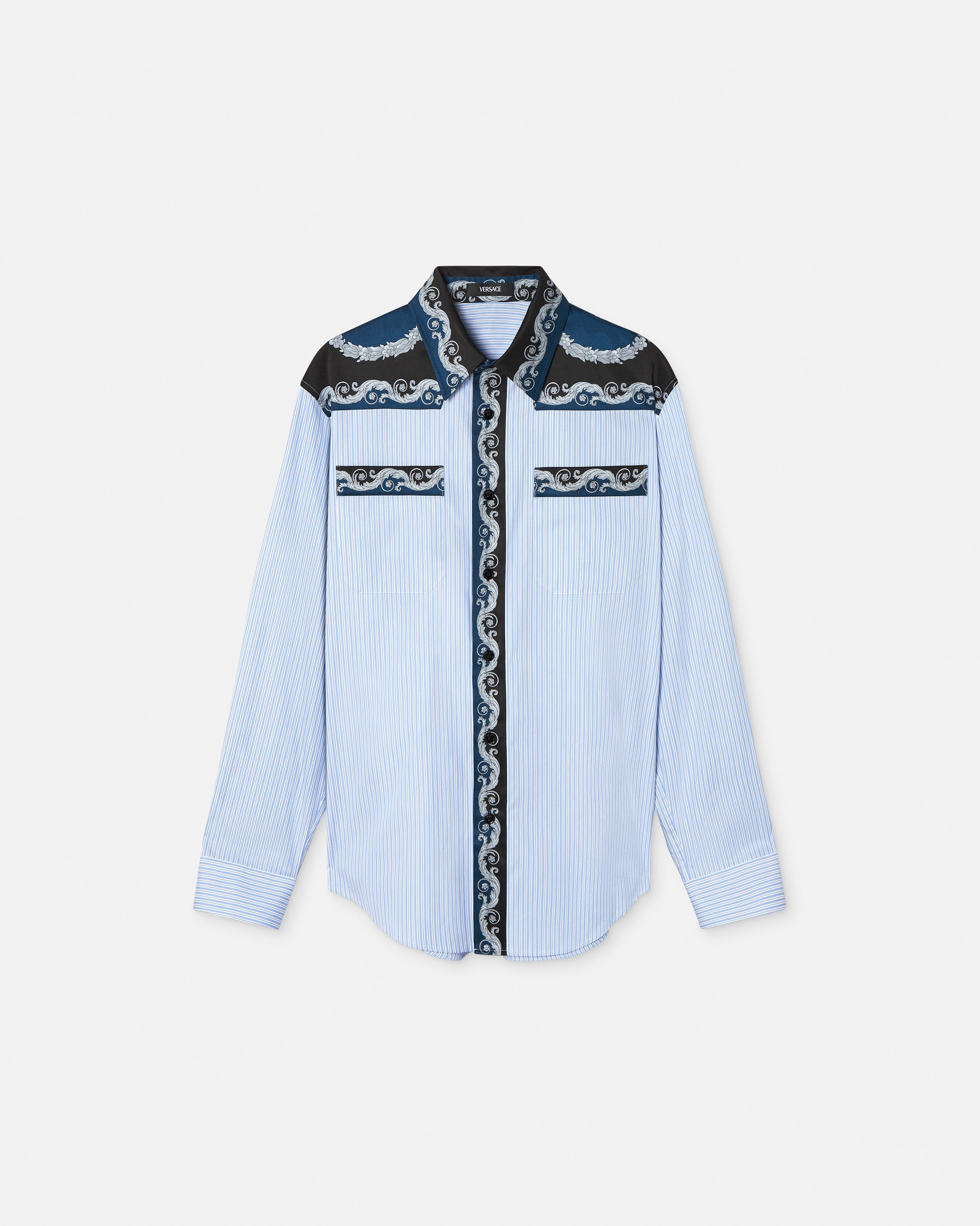 Printed Striped Cotton-Poplin Shirt