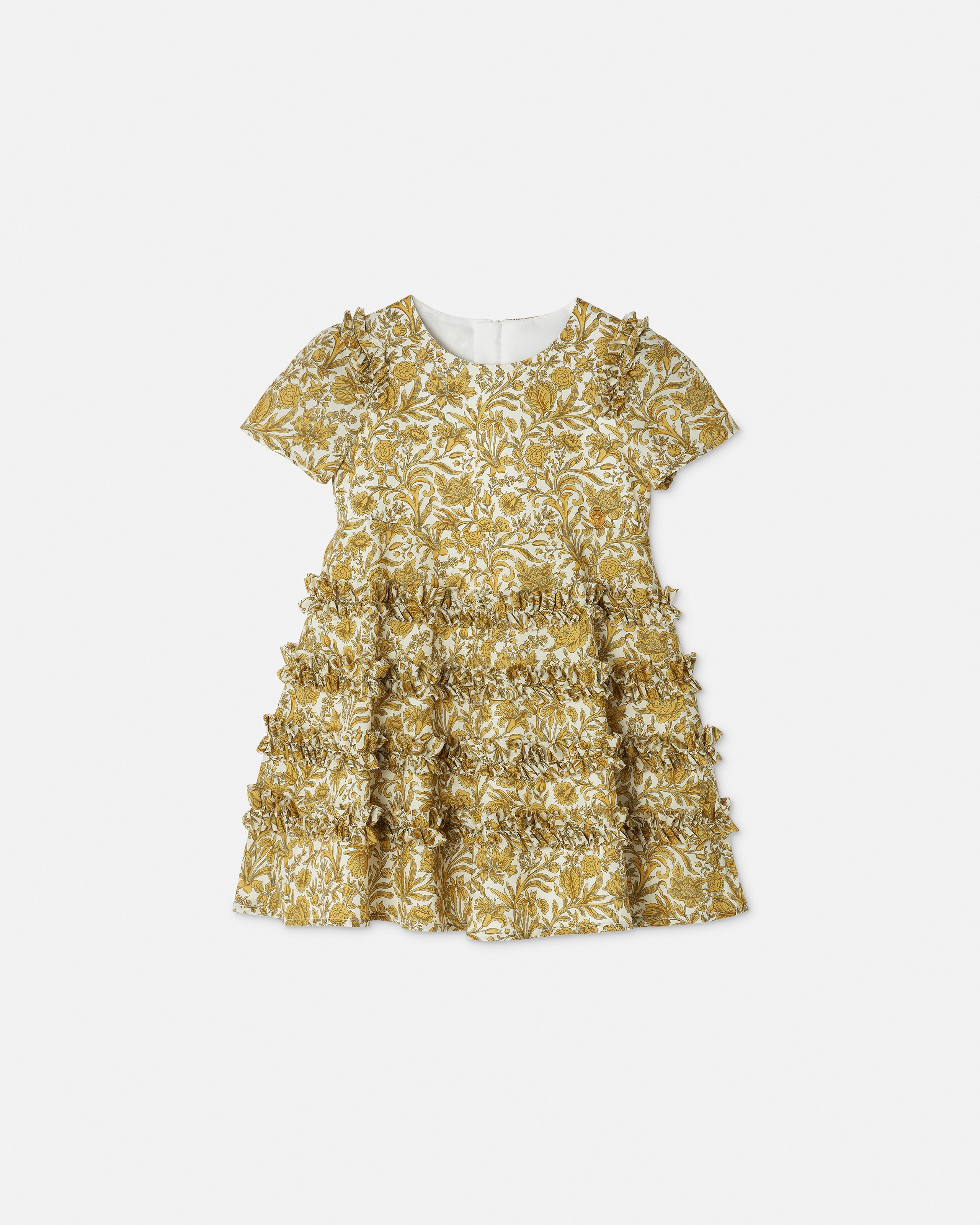 Versace Baby Printed Cotton-poplin Dress In Brown