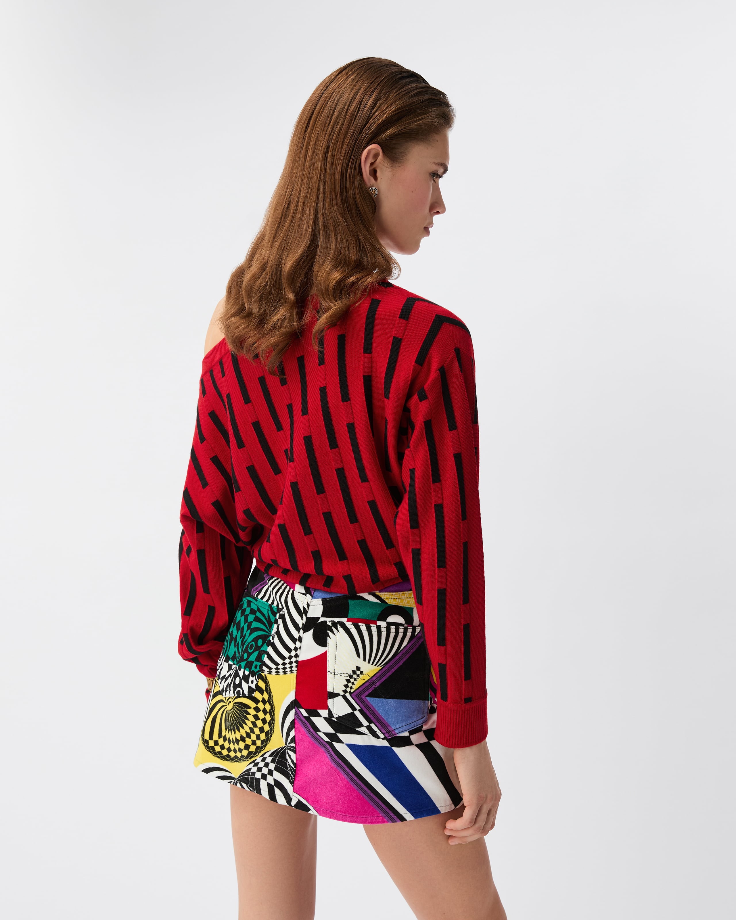 Embroidered-Logo Wool Knit Sweater Red | VERSACE