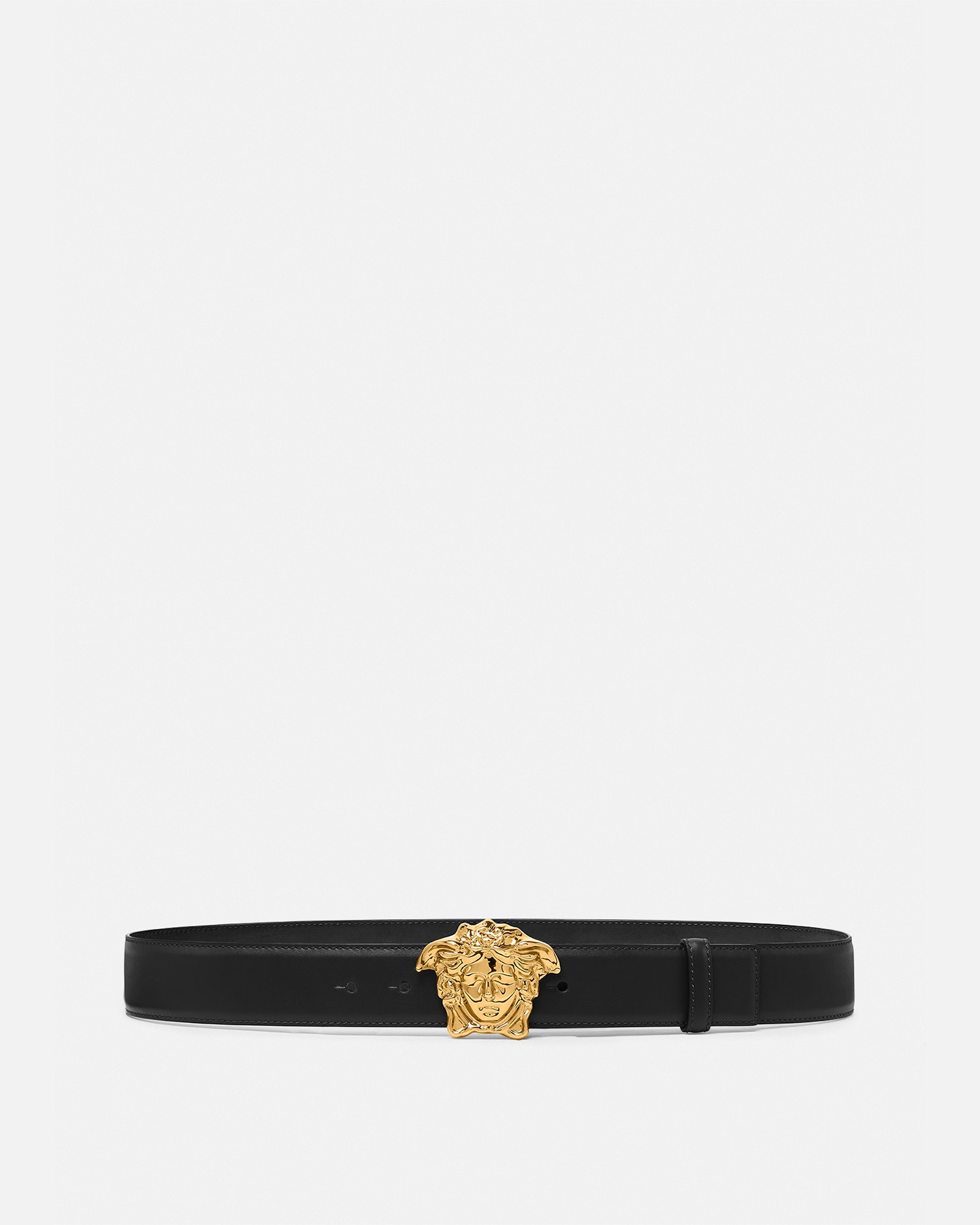 Versace La Medusa Leather Belt In Black