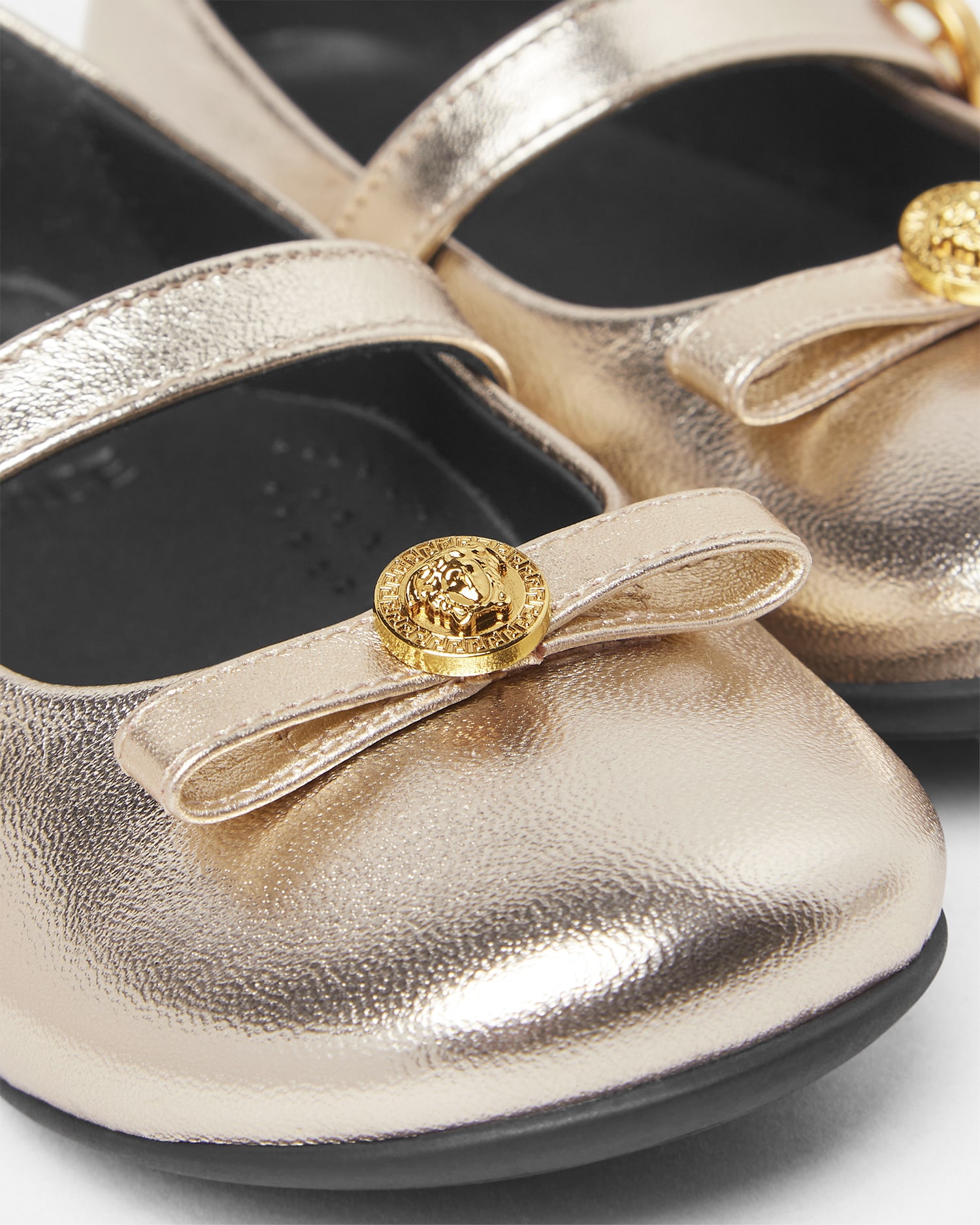 Gianni Ribbon Metallic Kids Ballerinas