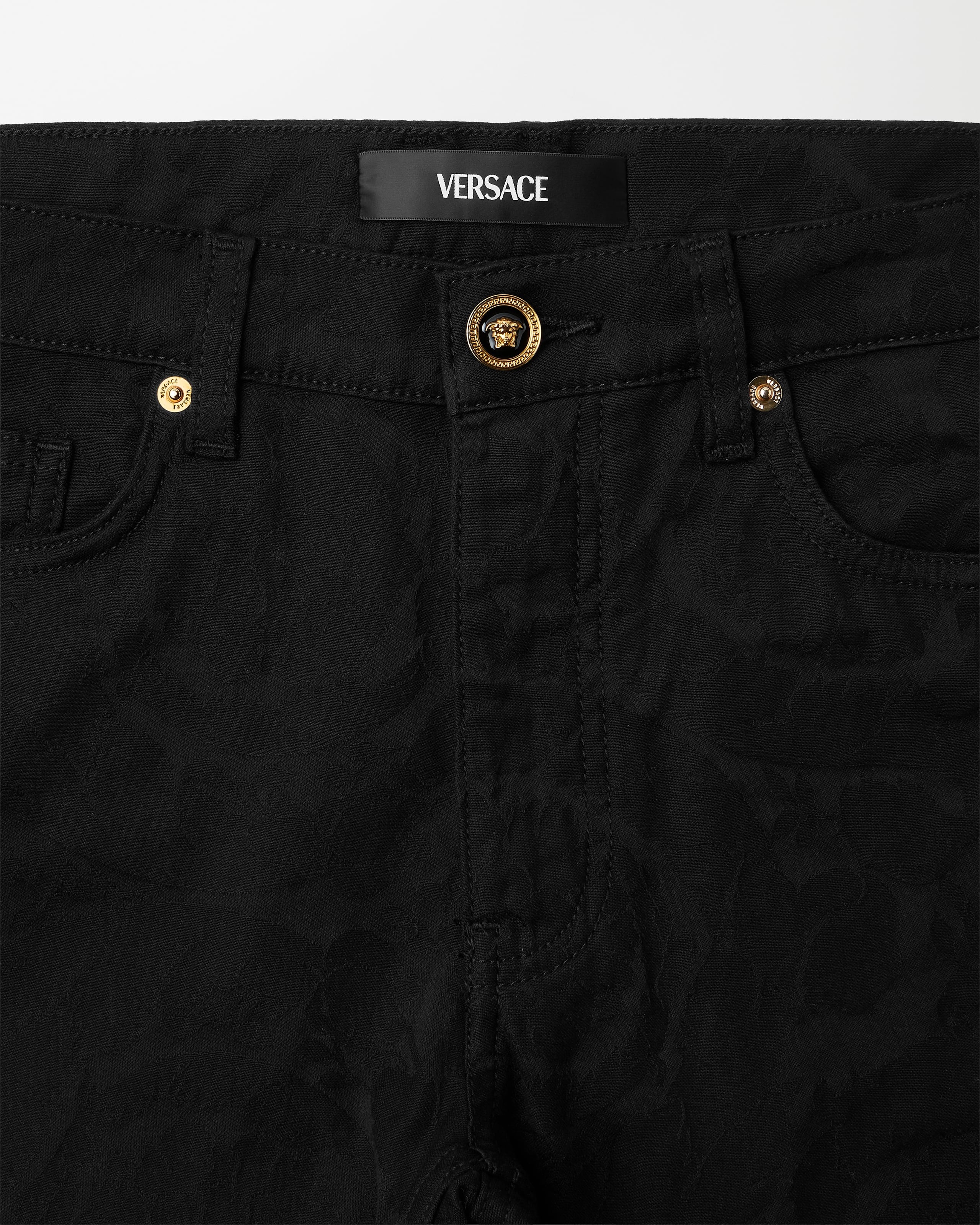 Jacquard Slim Jeans Black | VERSACE US