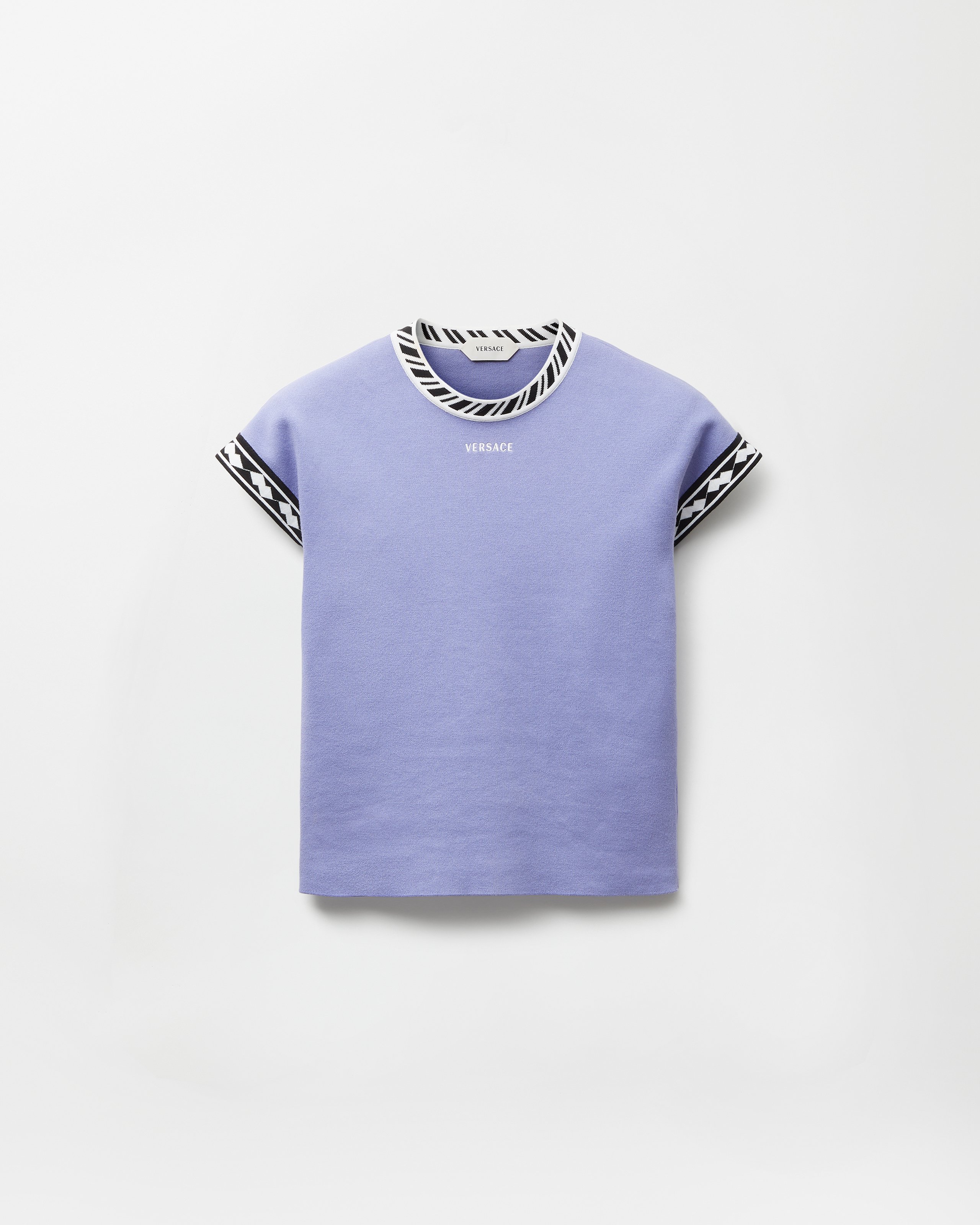 Cotton Knit T-Shirt Purple | VERSACE US