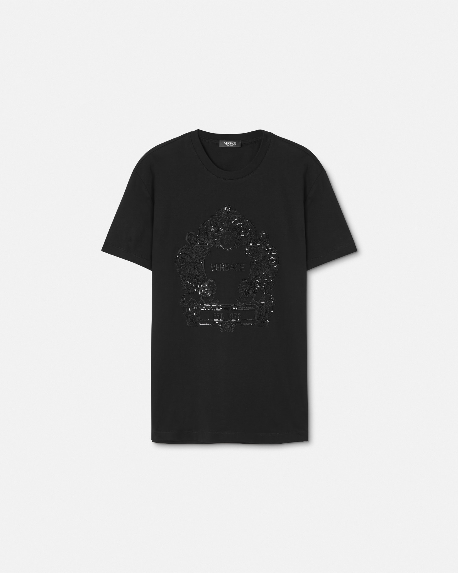 Embellished Versace Cartouche T shirt In Black