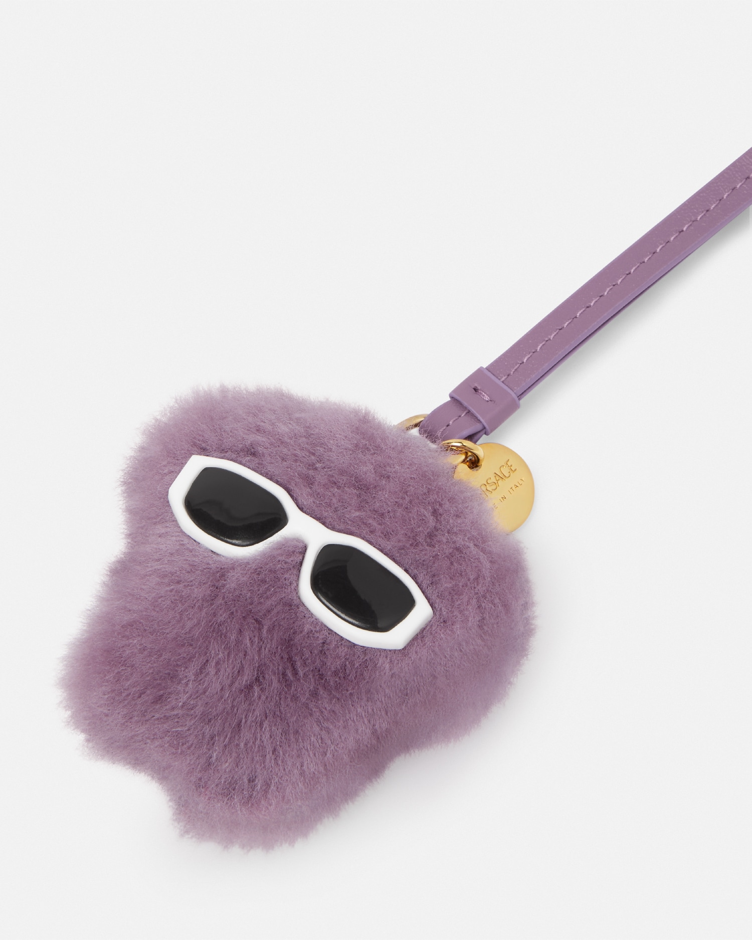 Medusa Fluffy Shearling Charm Purple | VERSACE US