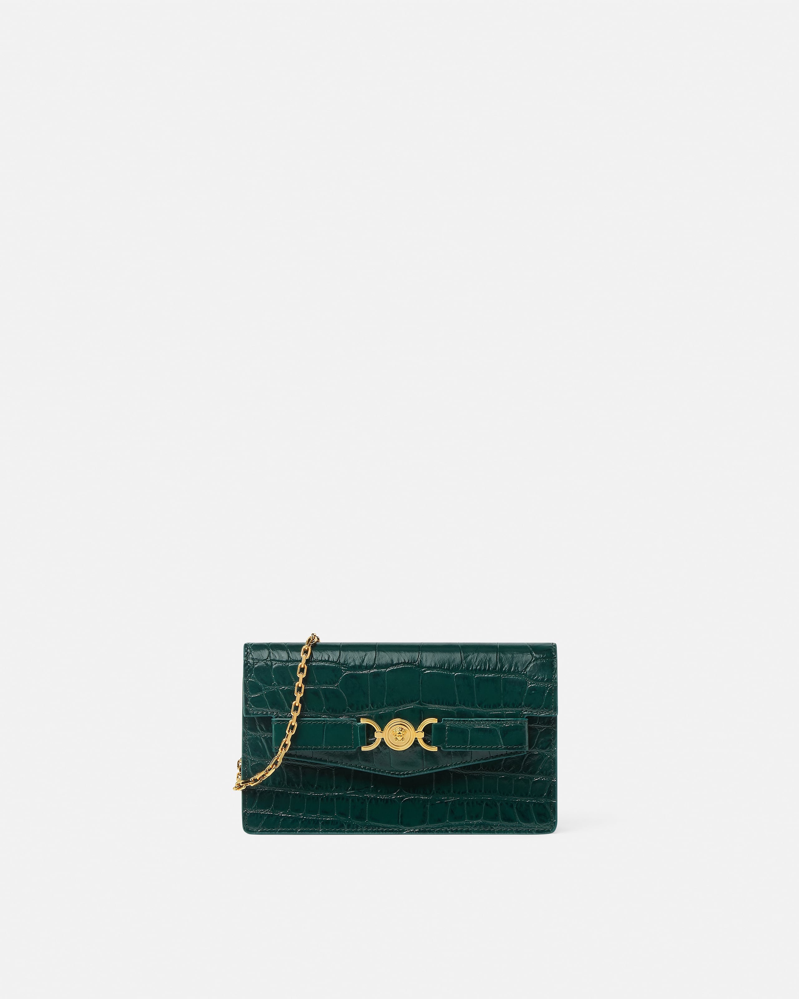 Versace Medusa '95 Croc-effect Clutch In Green