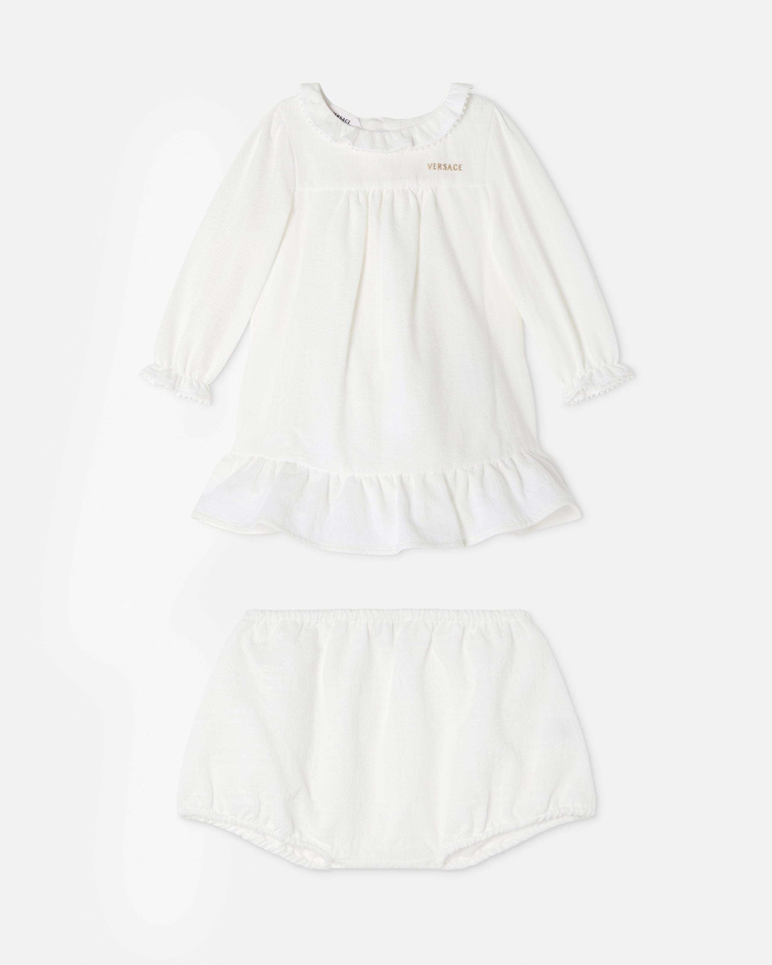 Versace Ensemble Robe En Popeline De Coton Baby In White