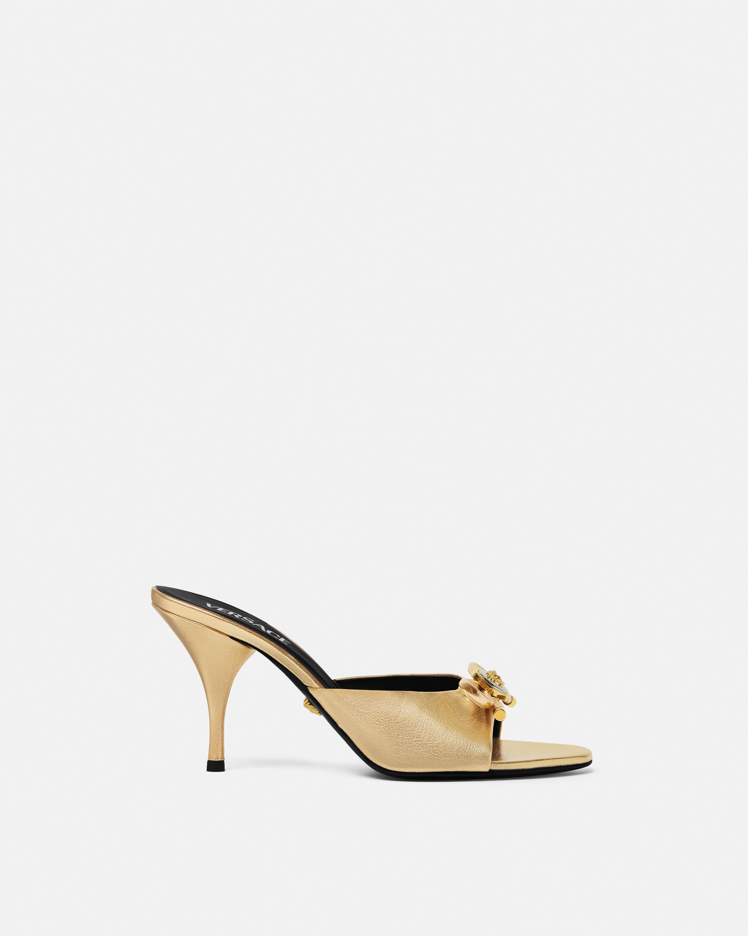 Opera Bow Metallic Mules 85mm
