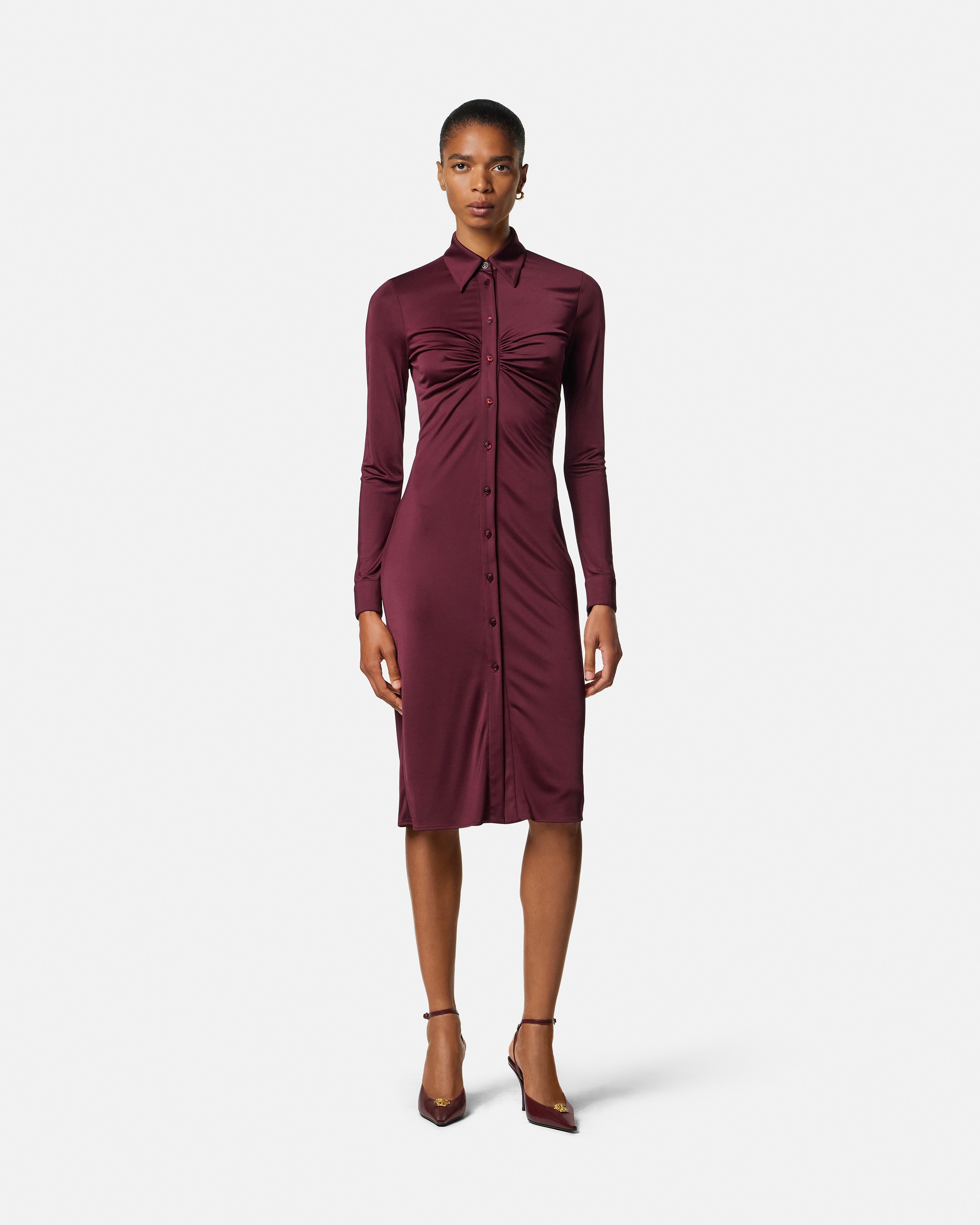 Viscose-Jersey Midi Shirt Dress