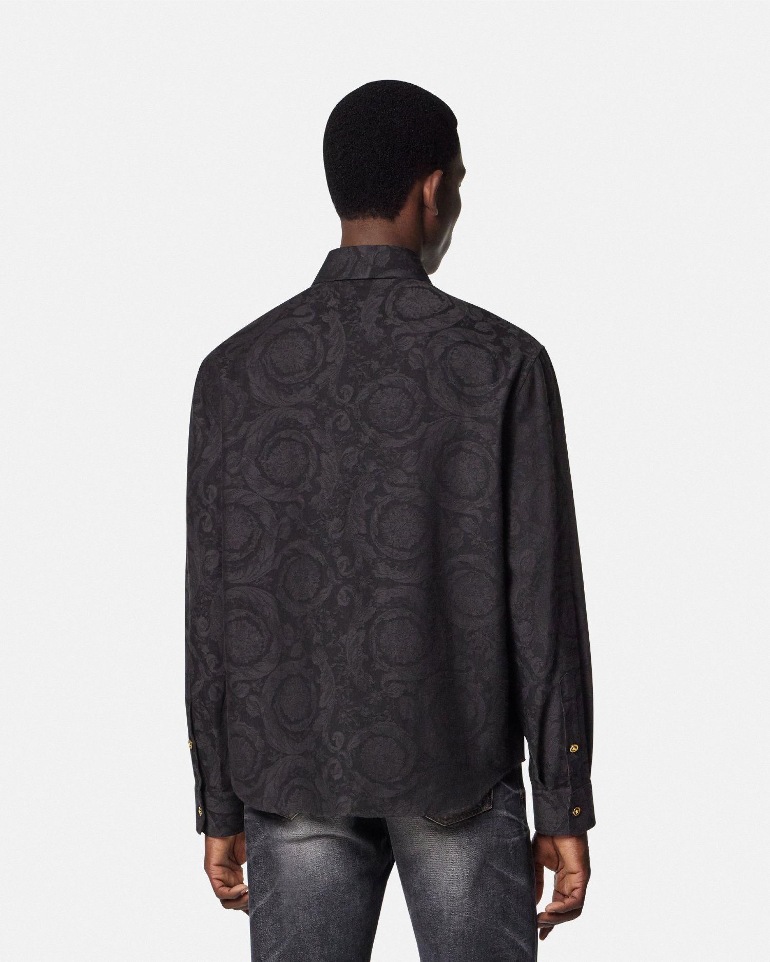 Barocco Jacquard Chambray Denim Shirt