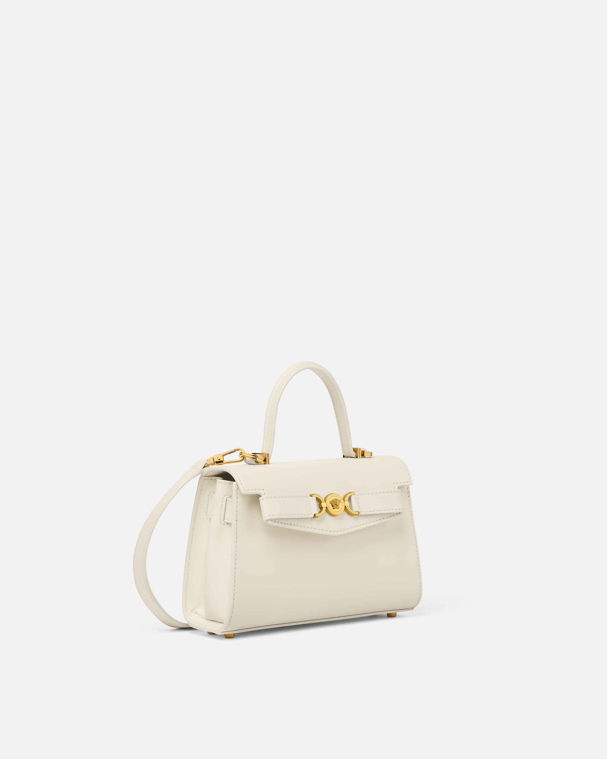 Medusa '95 Small Leather Top-Handle Black,Gold | VERSACE US