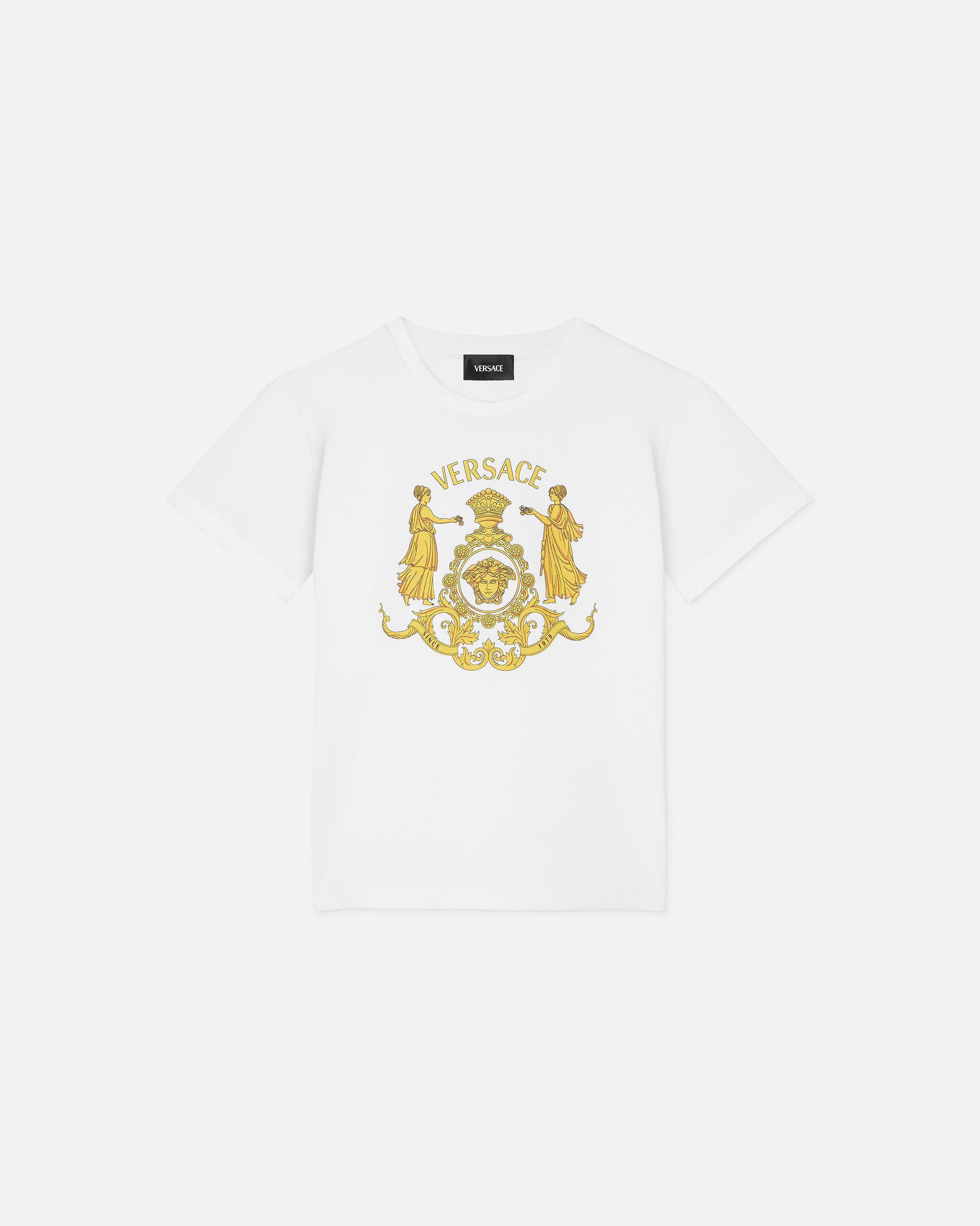 Versace T-shirt En Jersey De Coton Imprimé Kids In White