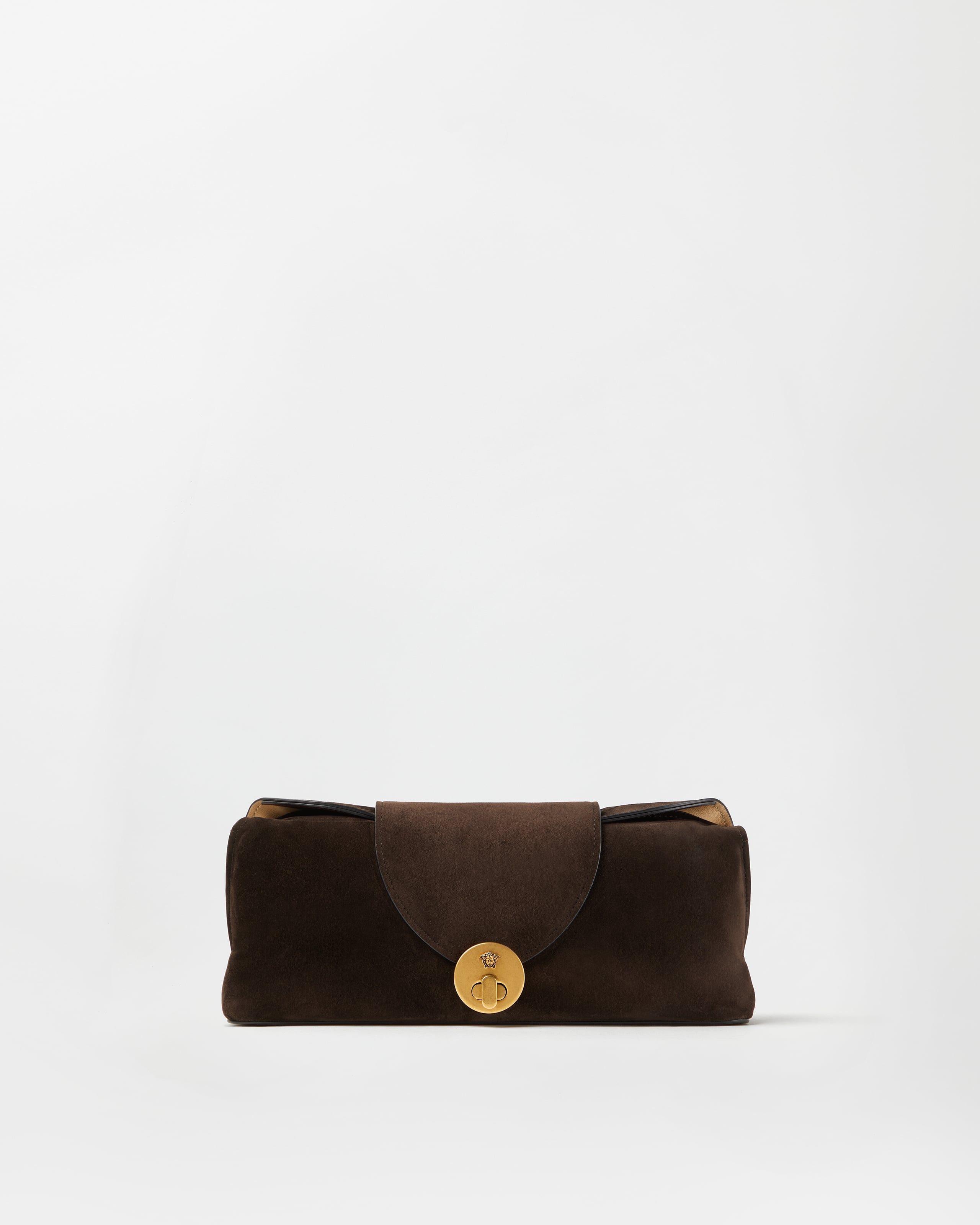 Versace Vivian Suede Clutch In Brown