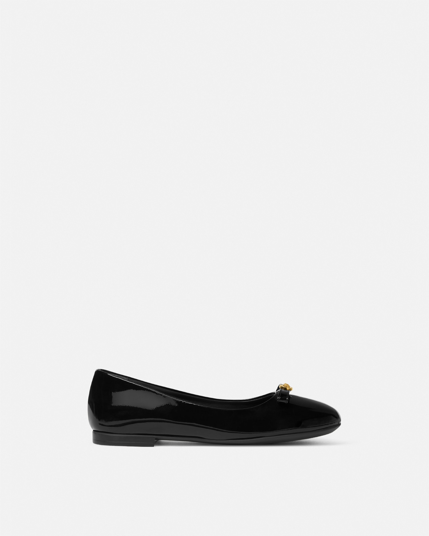 Versace Gianni Ribbon Kids Ballerinas In Black+gold