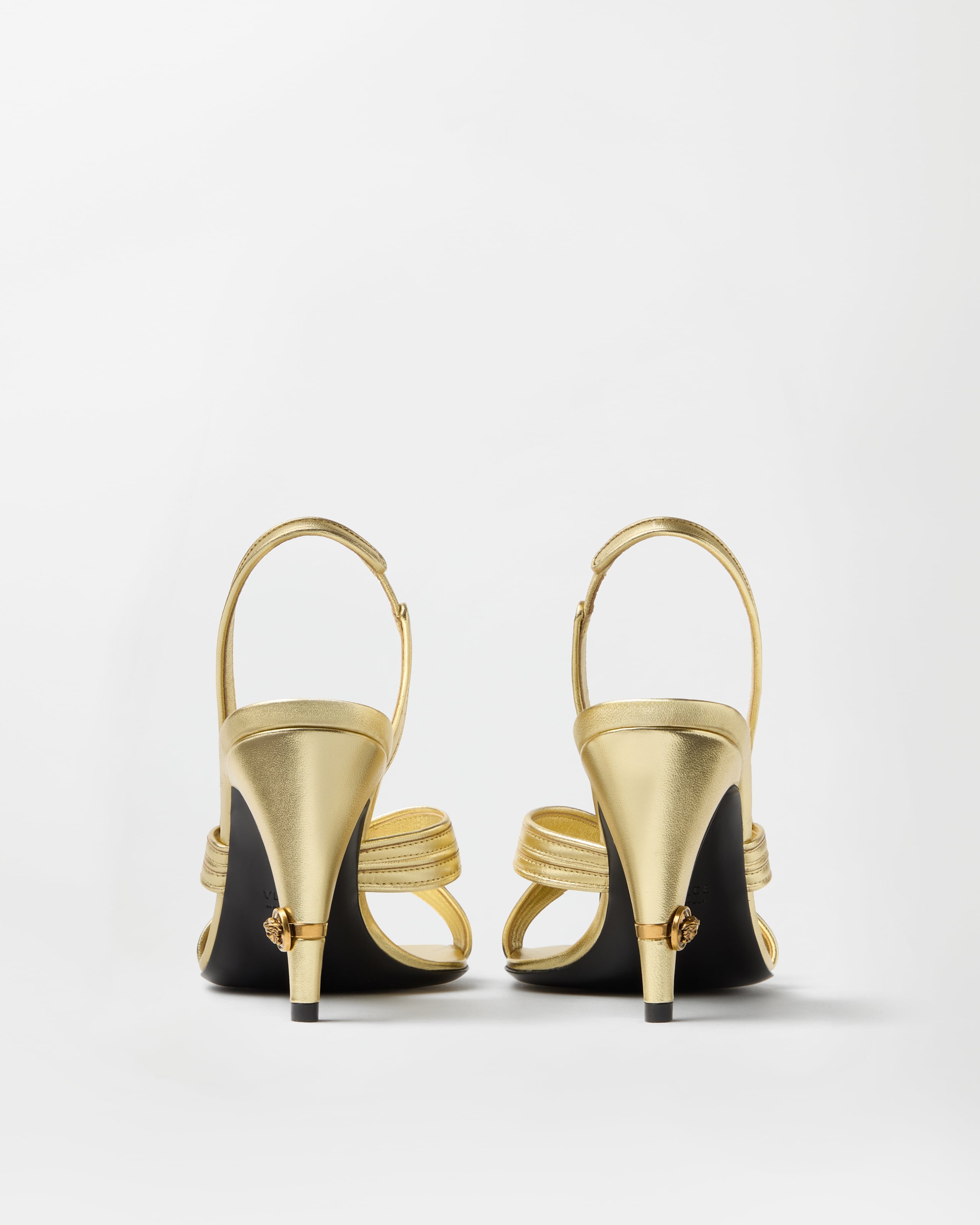 Gianni Metallic Nappa Sandals 90 mm Gold | VERSACE US