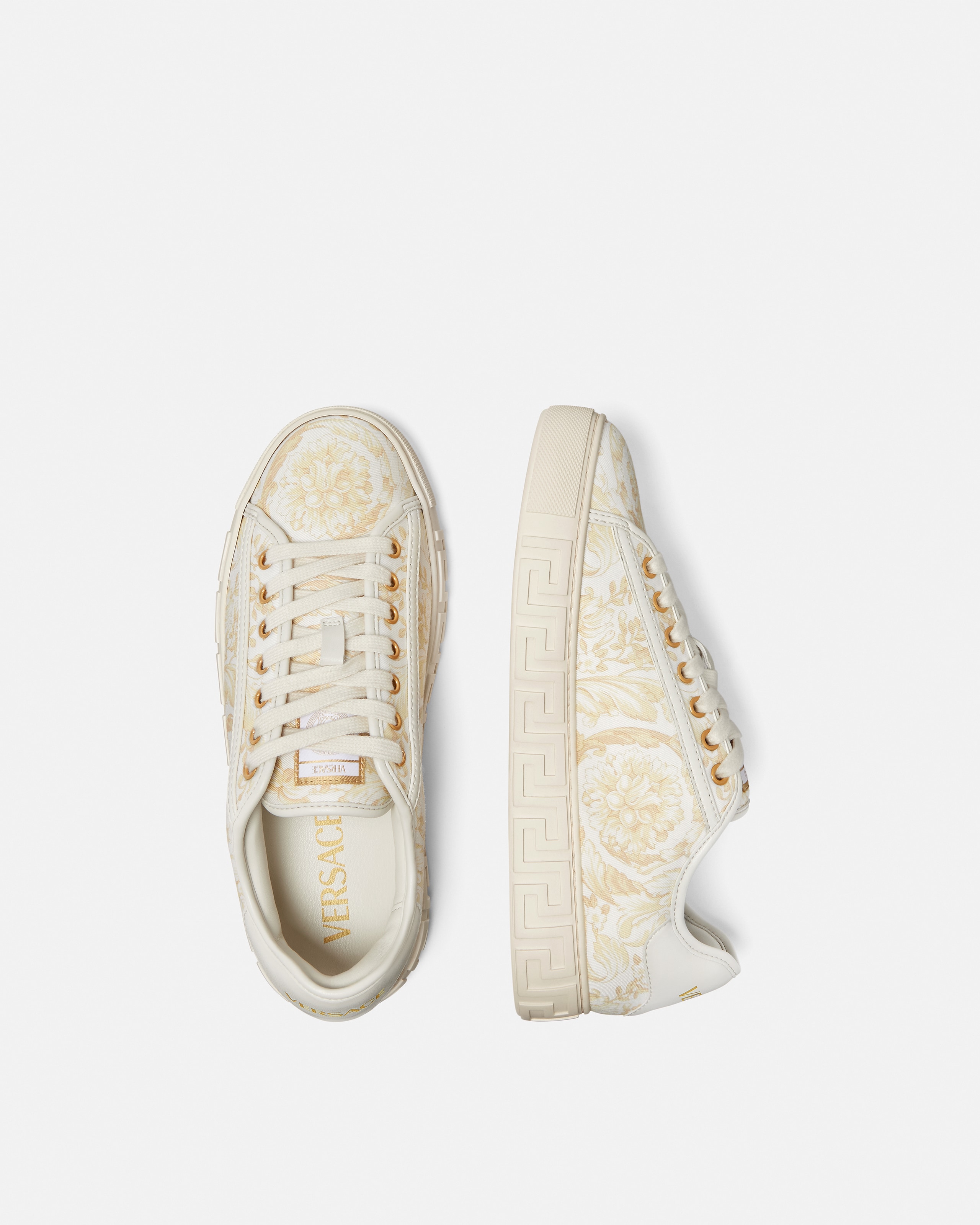 Greca Printed Canvas Sneakers