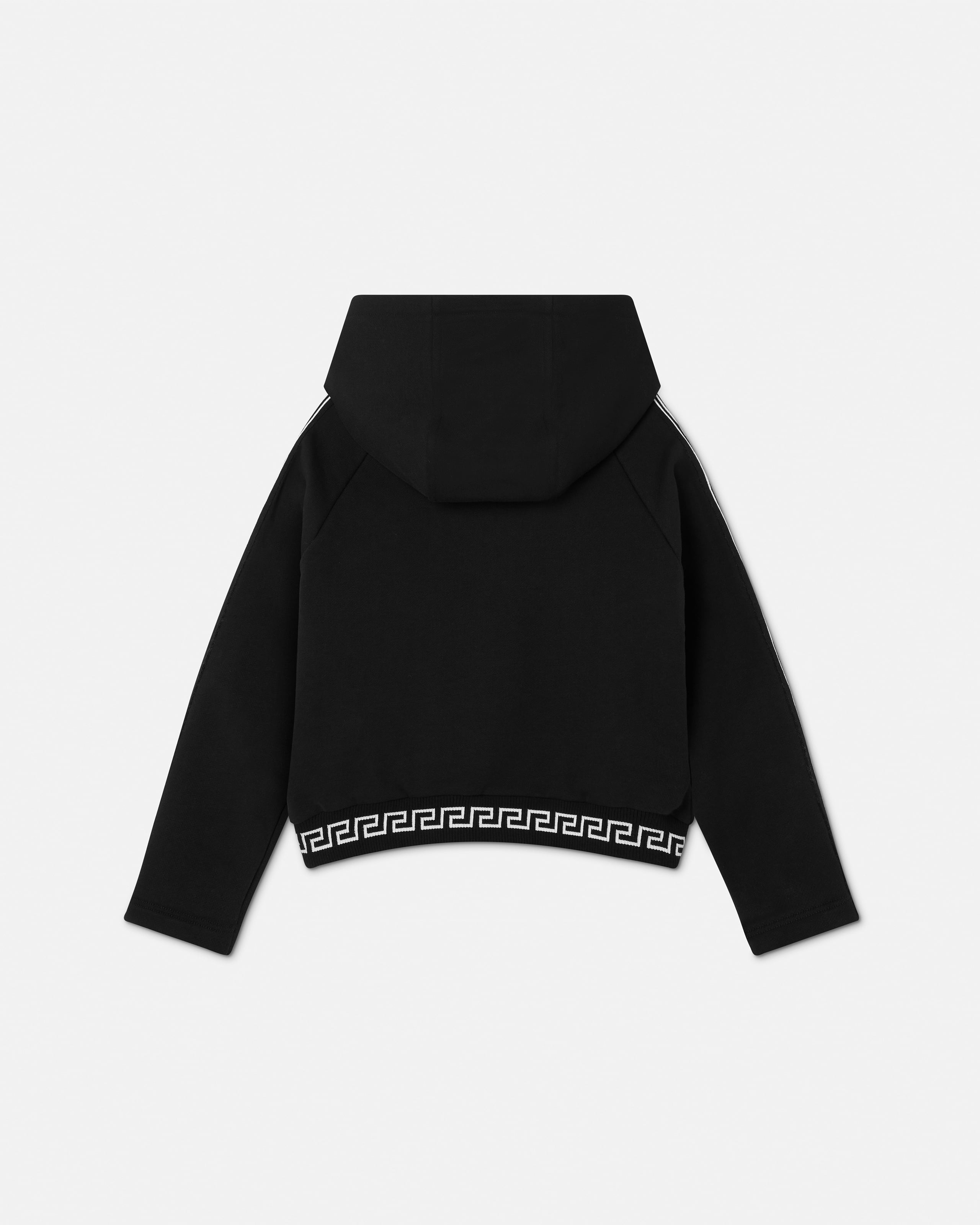 Kids Embroidered Cotton-Jersey Zip Hoodie Black | VERSACE