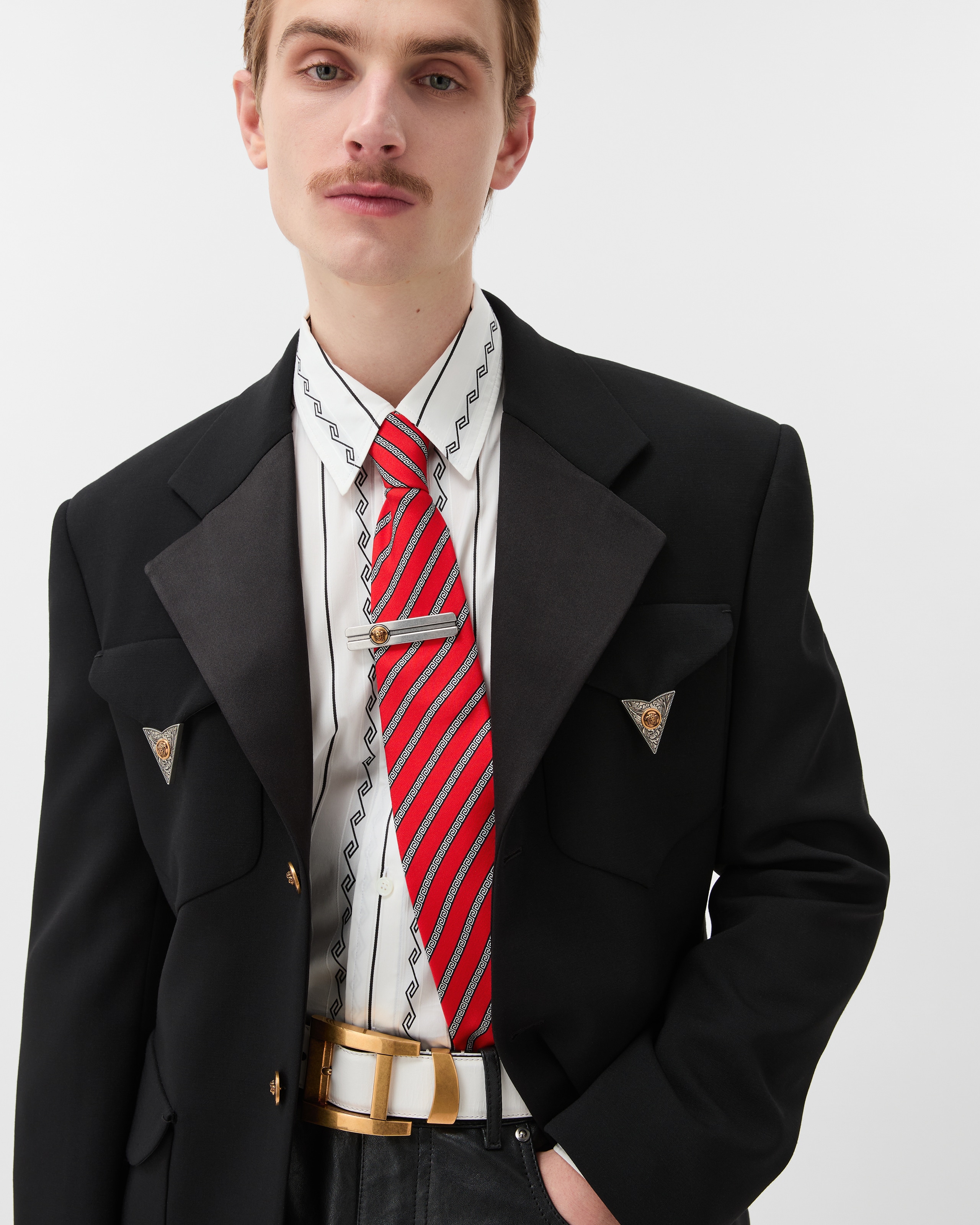 Printed Silk Twill Tie Blue | VERSACE US