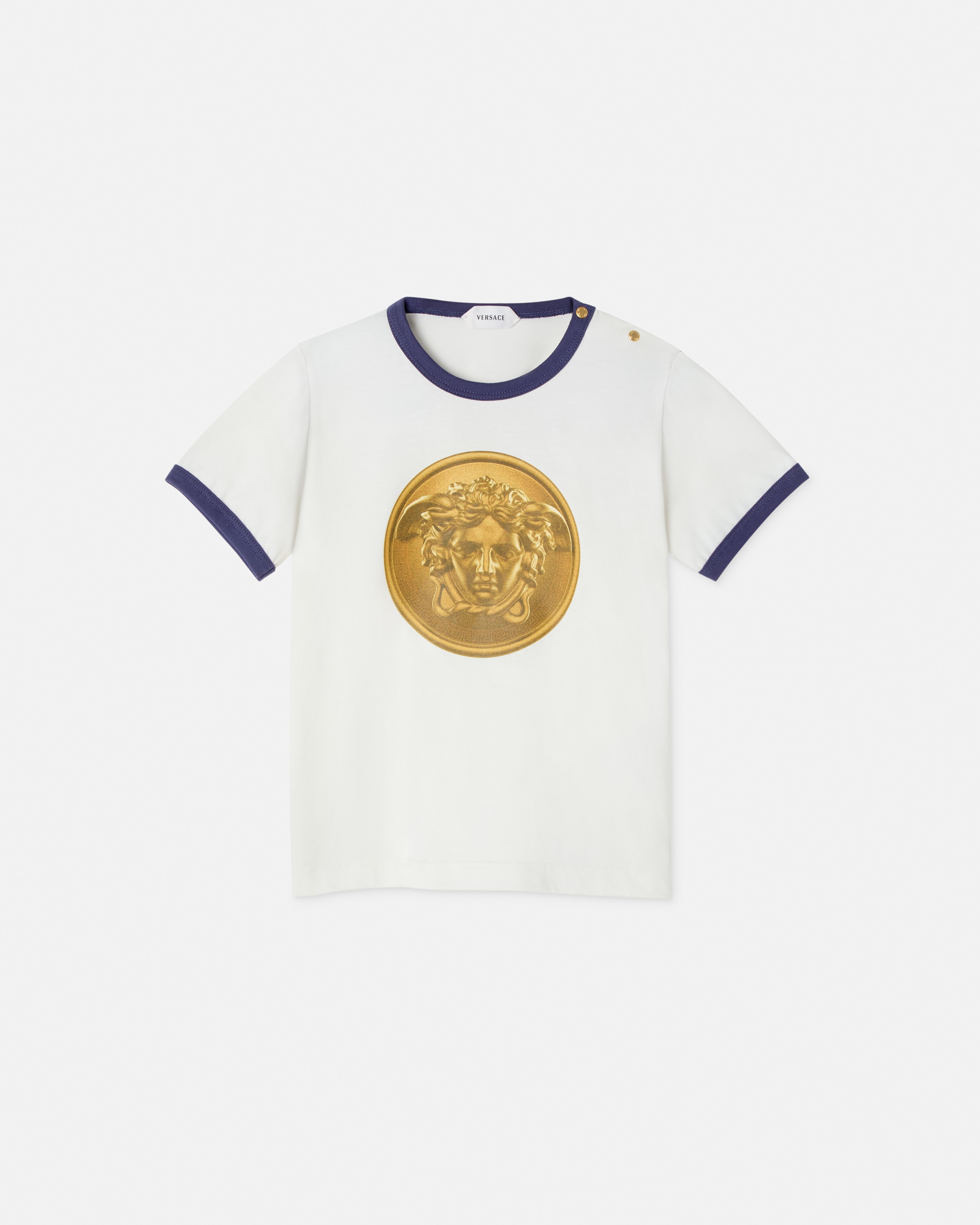 Versace T-shirt En Jersey De Coton Imprimé Baby In Blanc