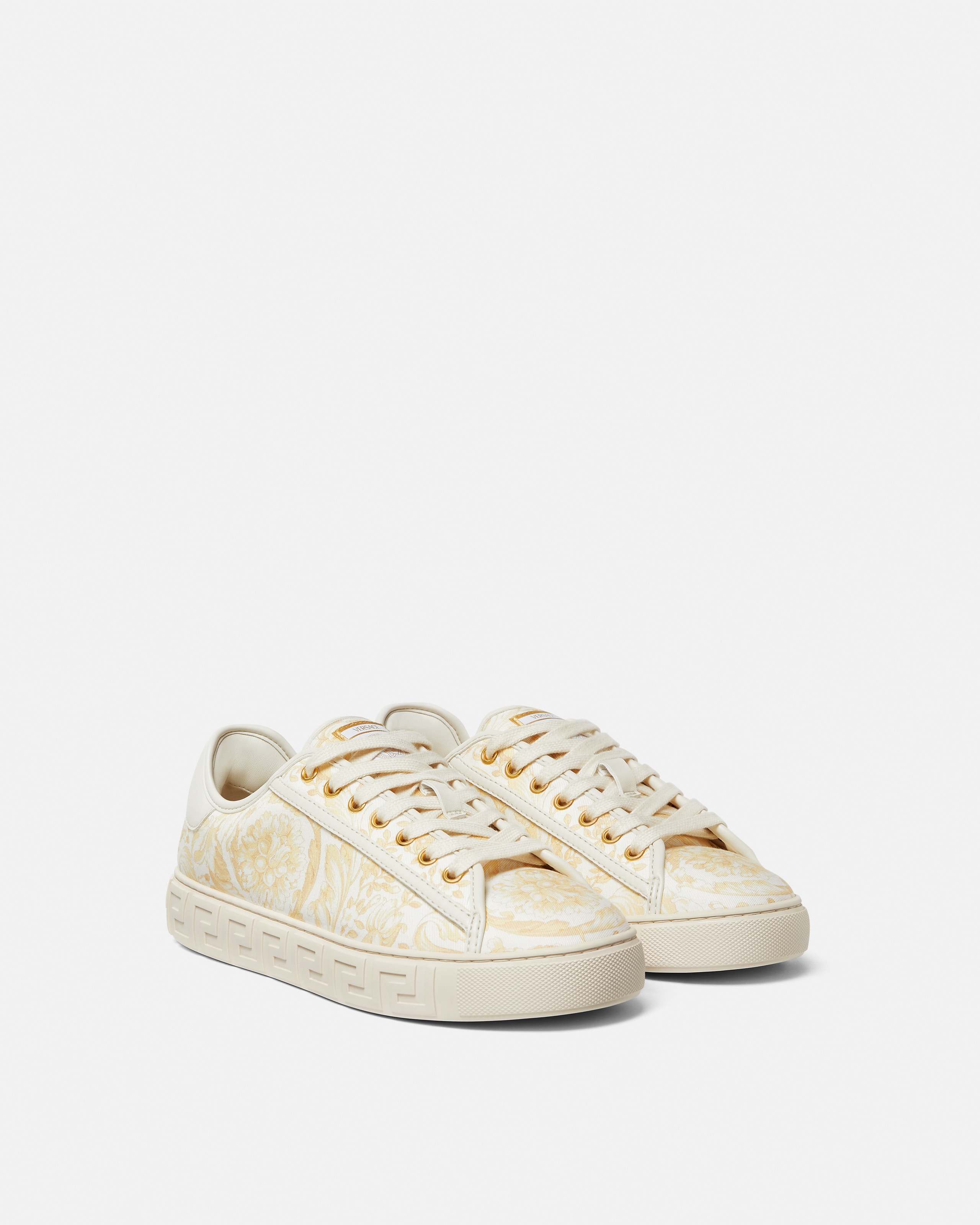 Greca Printed Canvas Sneakers