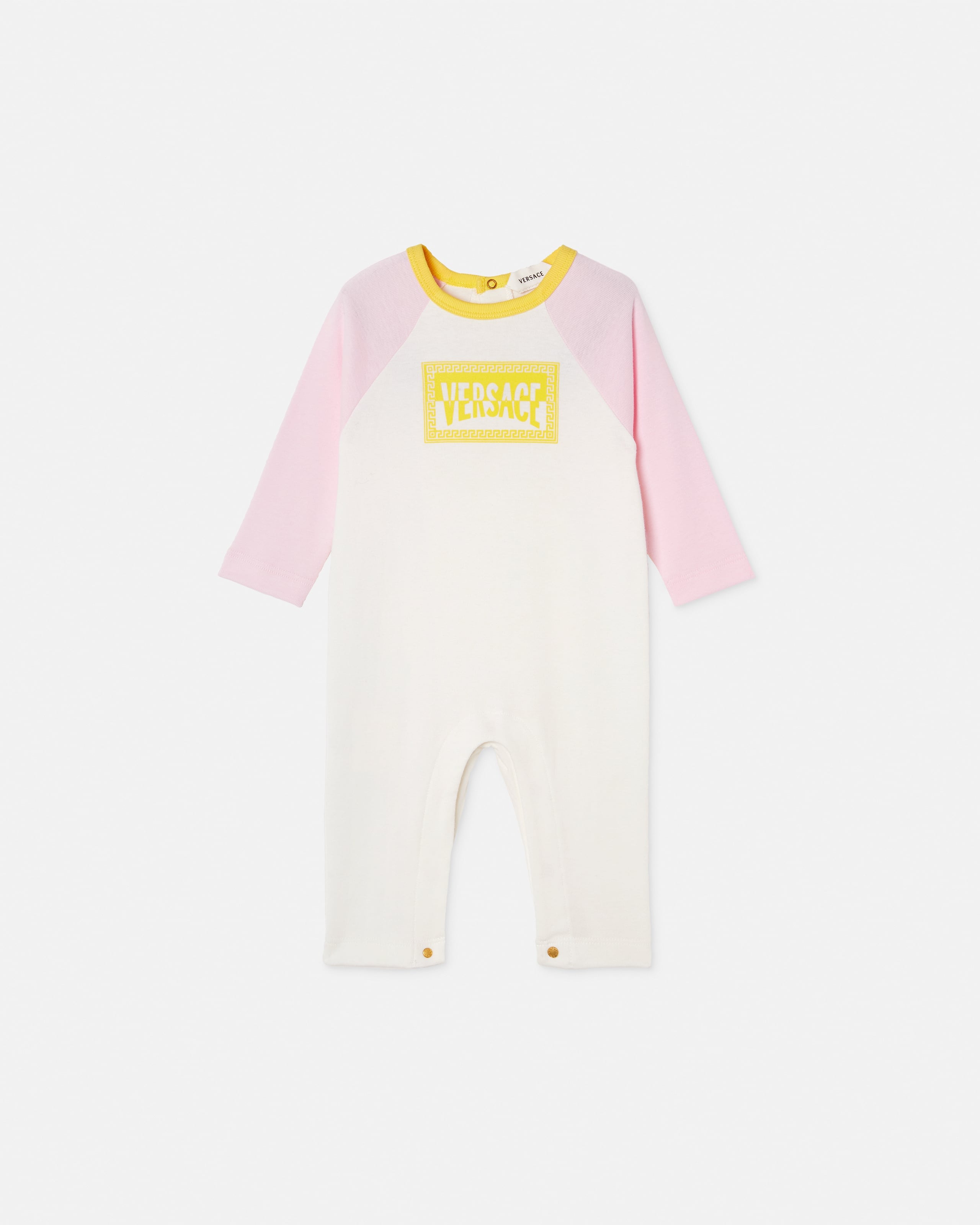 Versace Baby Printed Cotton-jersey Sleepsuit In Multi