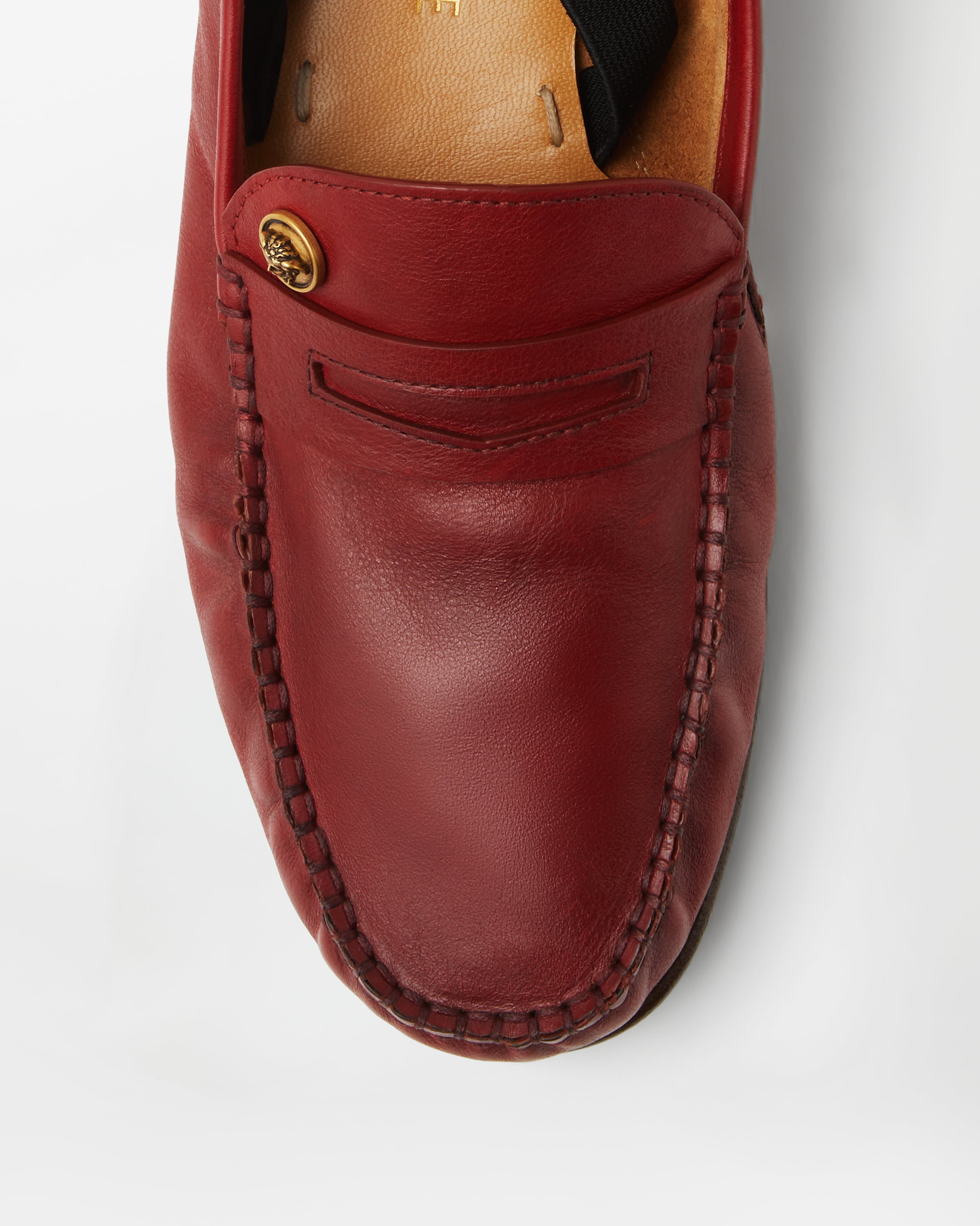 Guanto Leather Loafers Red | VERSACE US