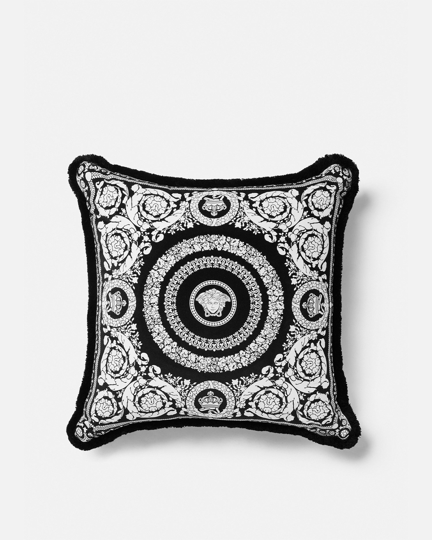 Versace Crete De Fleur Cushion 70 Cm In Black