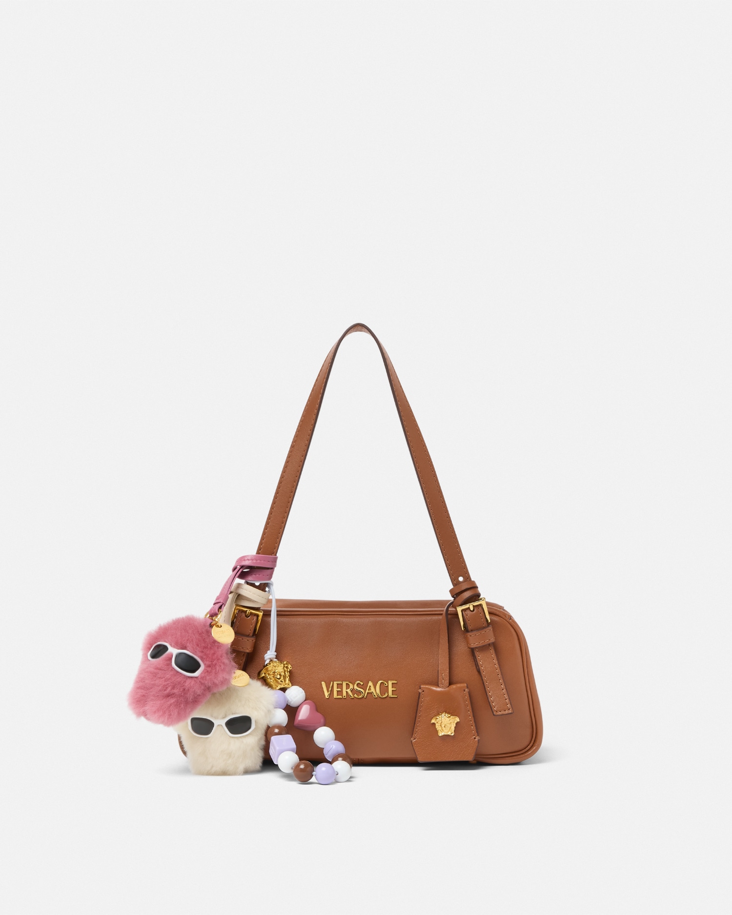 Medusa Fluffy Shearling Charm Blue | VERSACE US