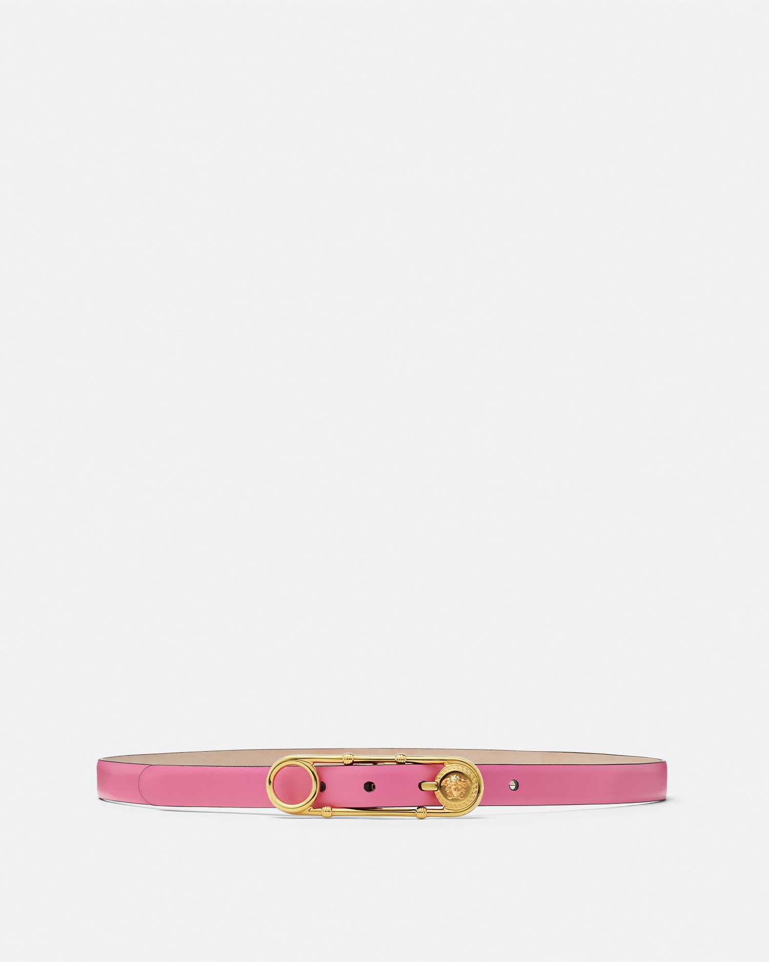 Safety Pin Leather Belt 0.8"