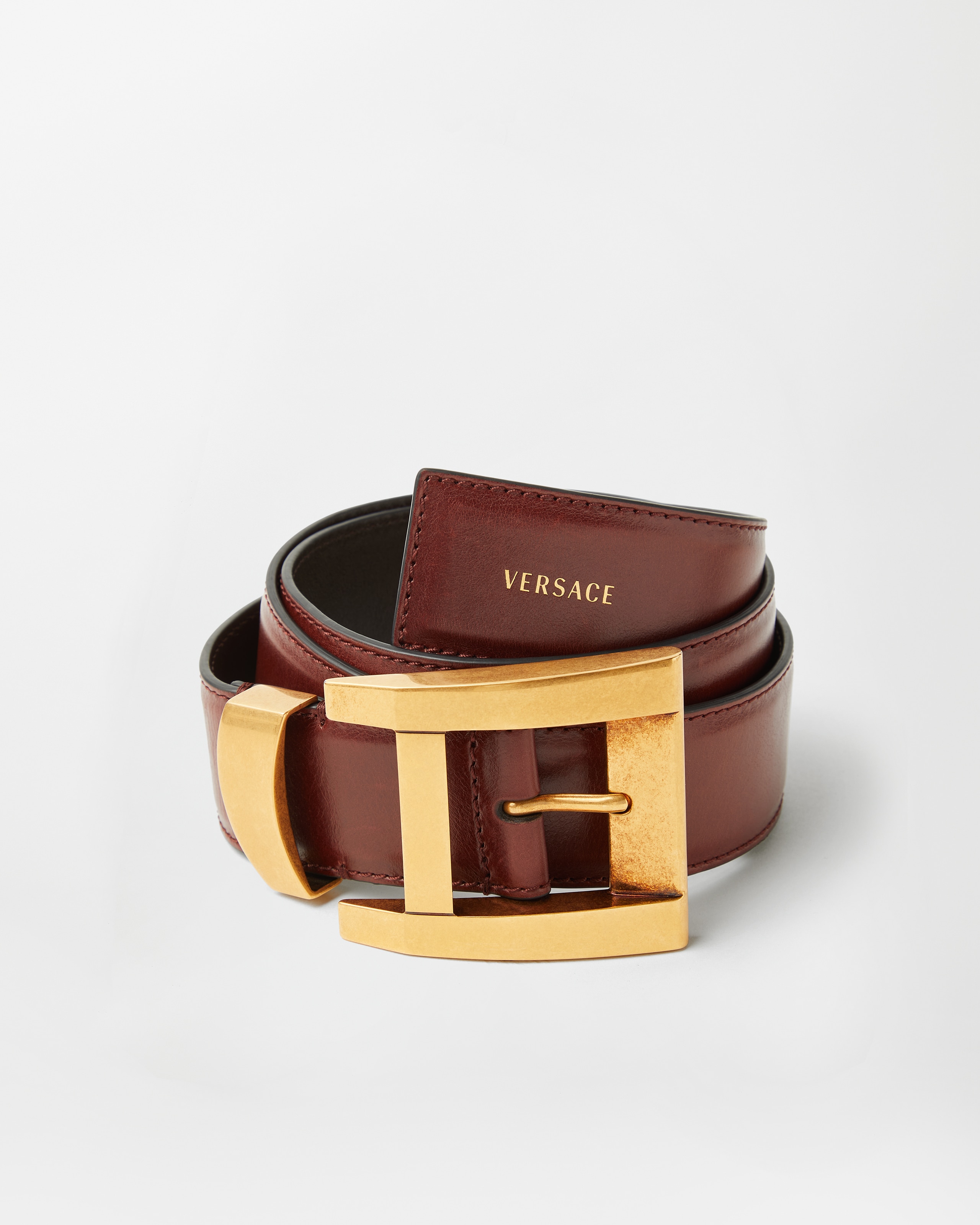 Versace Leather Belt 4 Cm In Brown