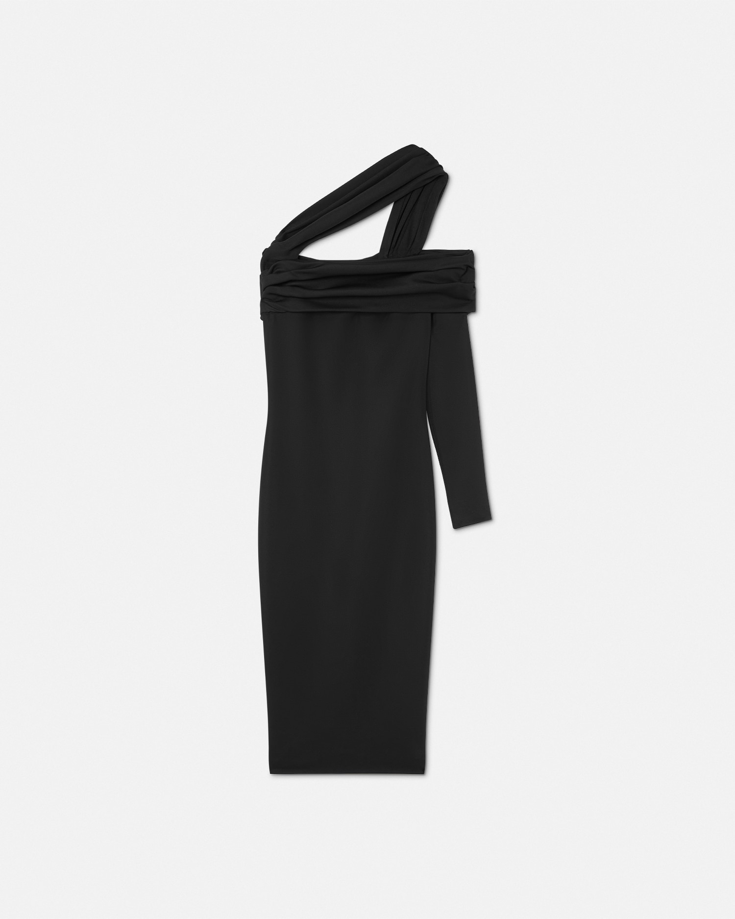 Versace One-shoulder Midi Dress In Black