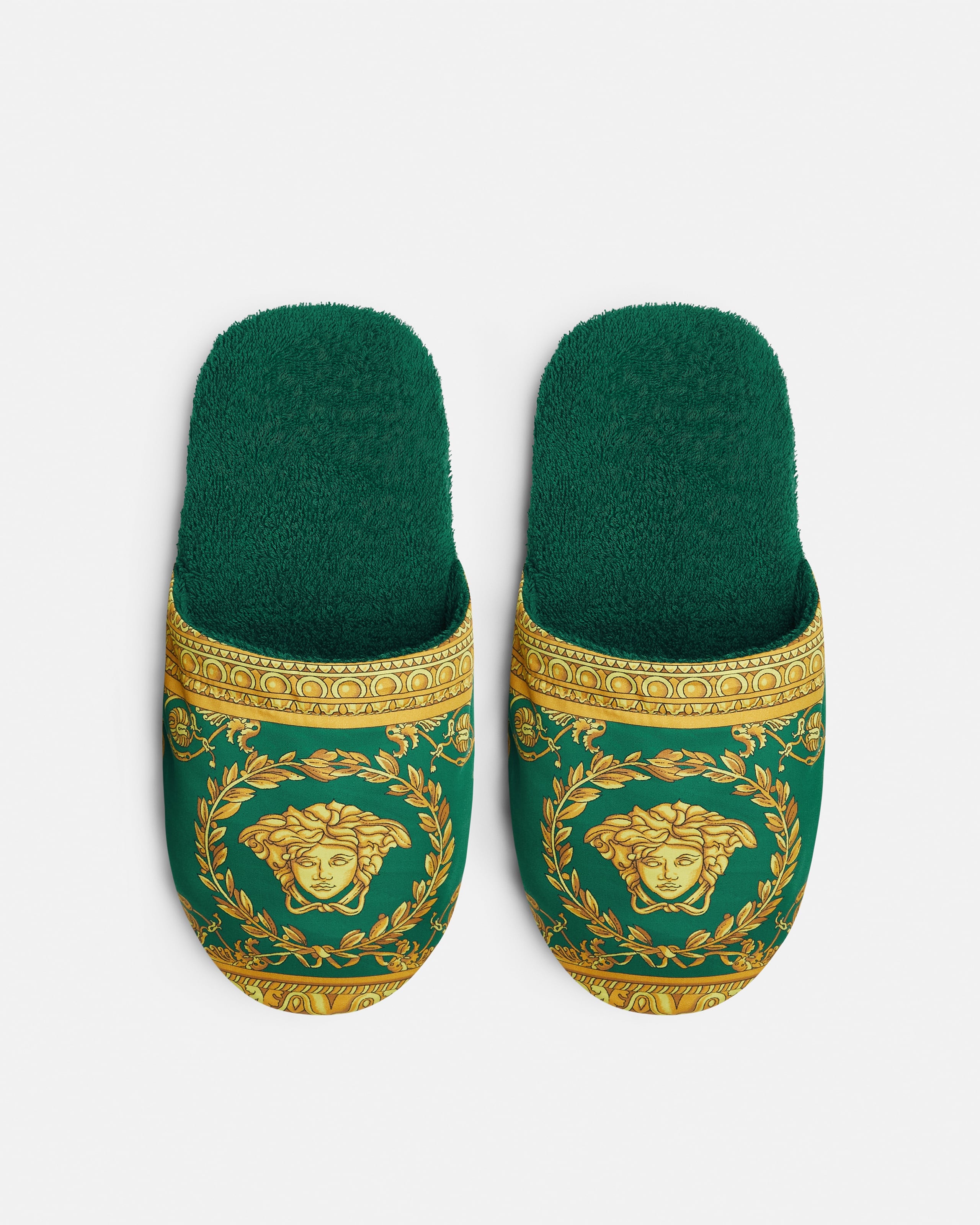 I ♡ Baroque Slippers Green | VERSACE US