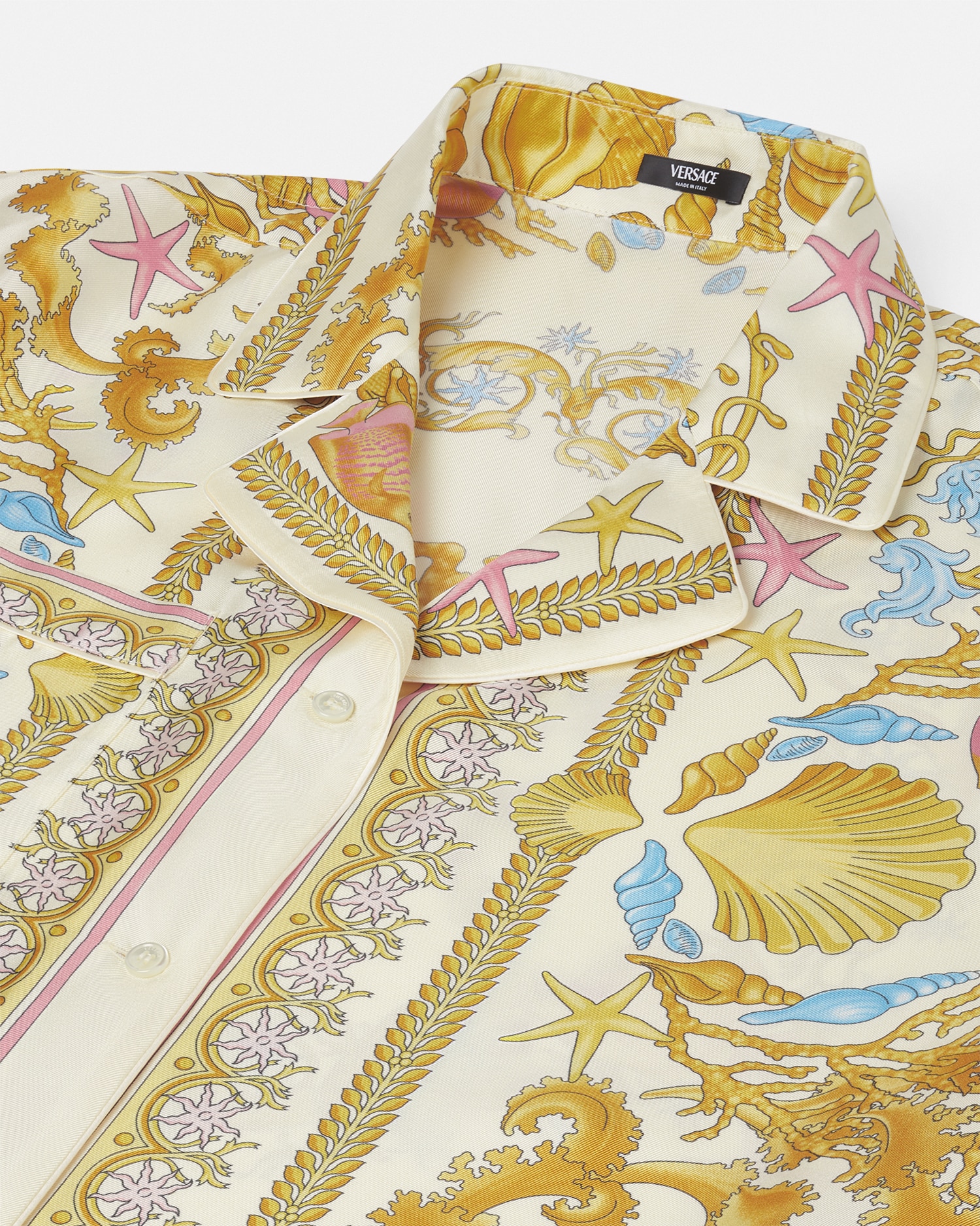 Versace Multicolor Bowling Shirt With Cuban Collar And All-over Underwater Barocco Print In Silk Woman