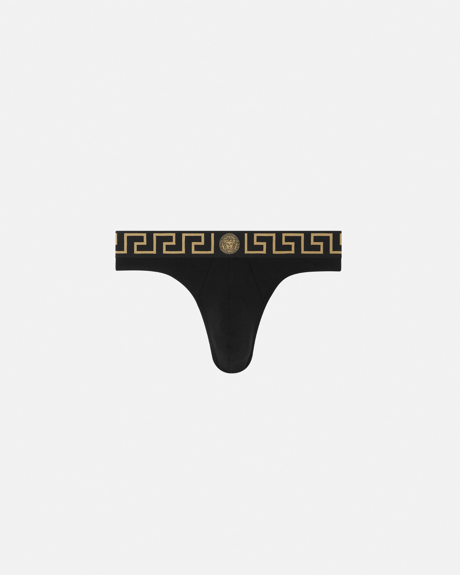 Versace Black Speedo With Greca Detail In Tech Fabric Man In Noir