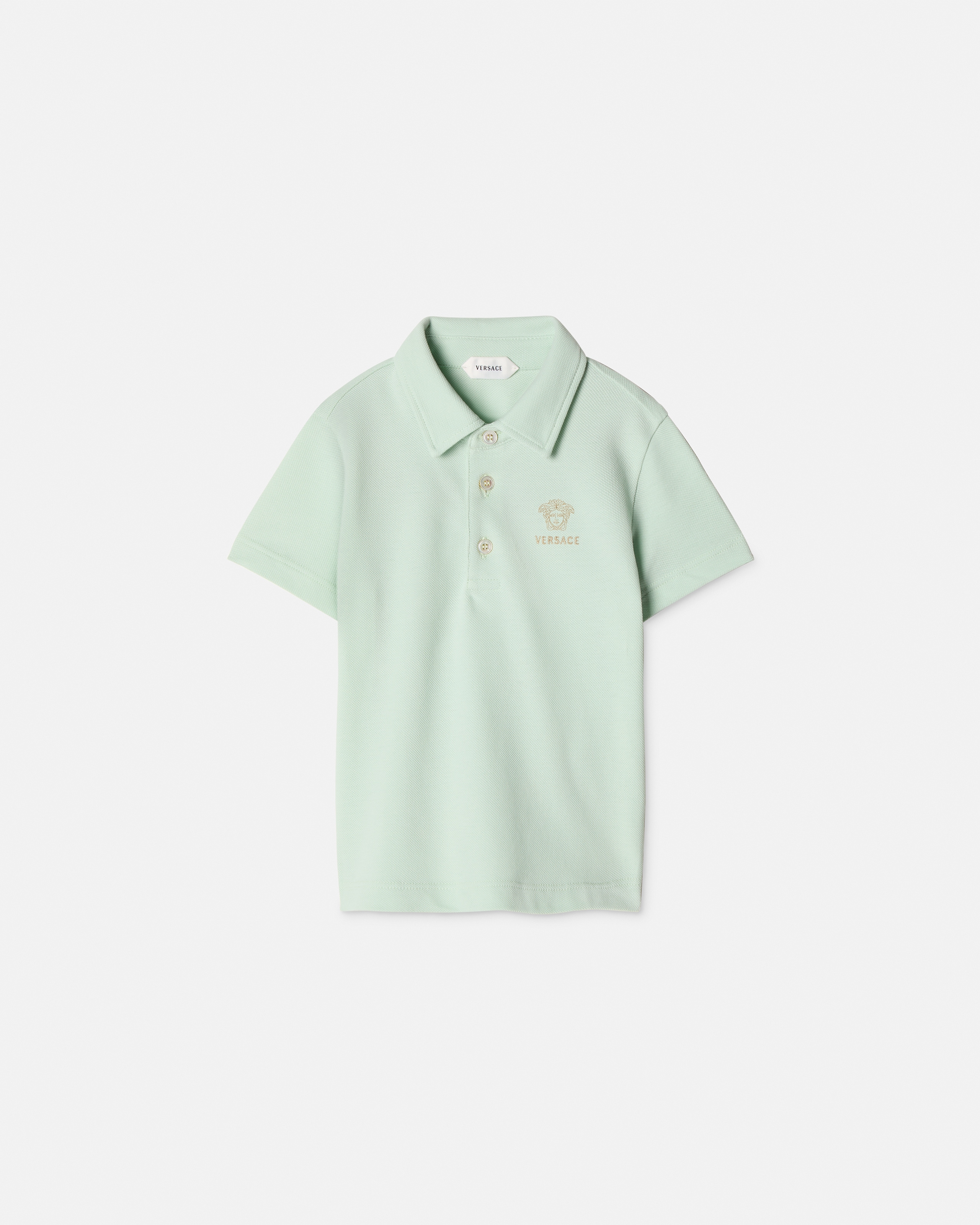 Versace Baby Embroidered-logo Cotton-piqué Polo In Green
