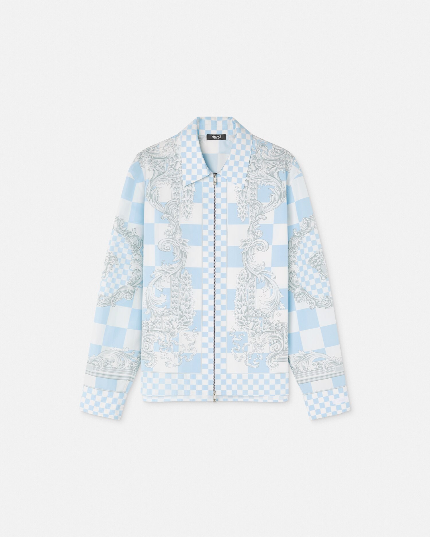 Shop Versace Medusa Contrasto Blouson Jacket In Blue+print