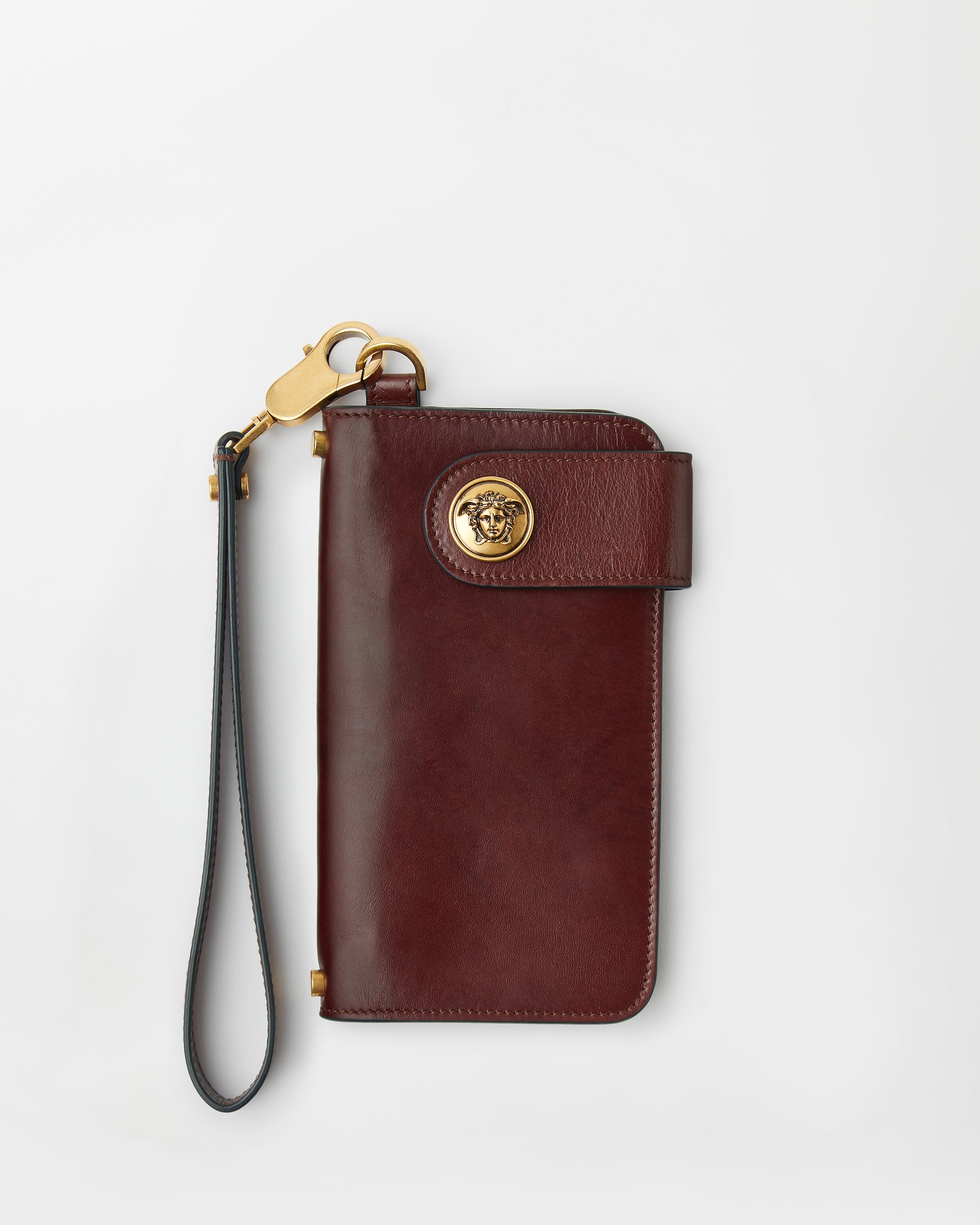 Emblème Long Leather Wallet Black | VERSACE US
