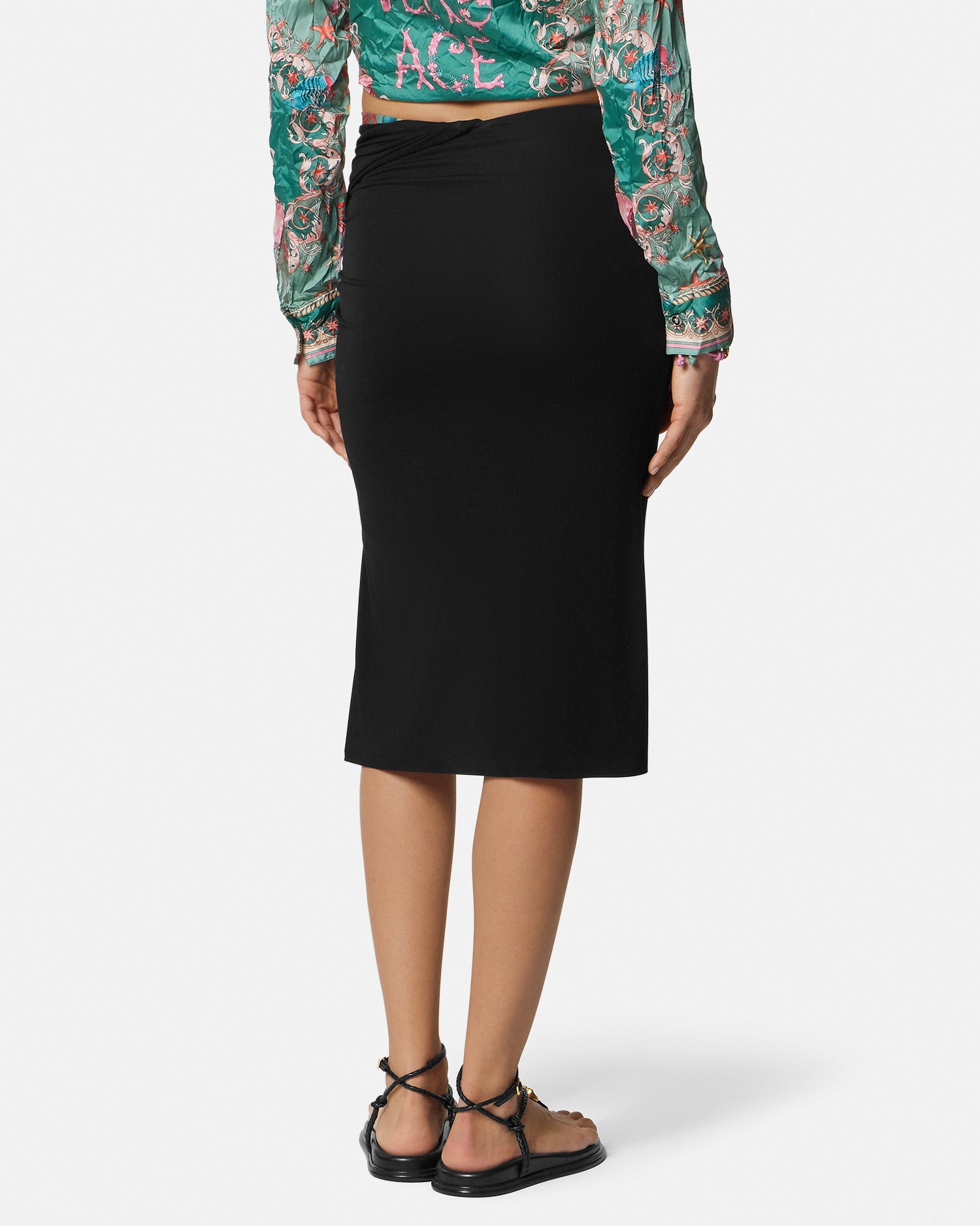 Underwater Barocco Draped Midi Skirt
