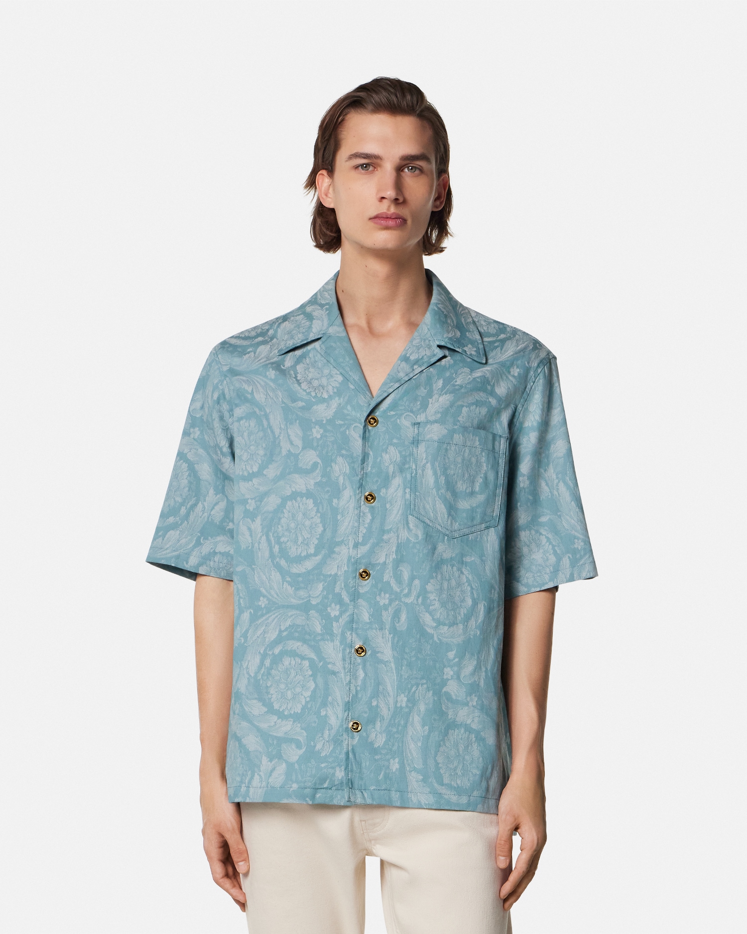 Barocco Jacquard Chambray Denim Shirt