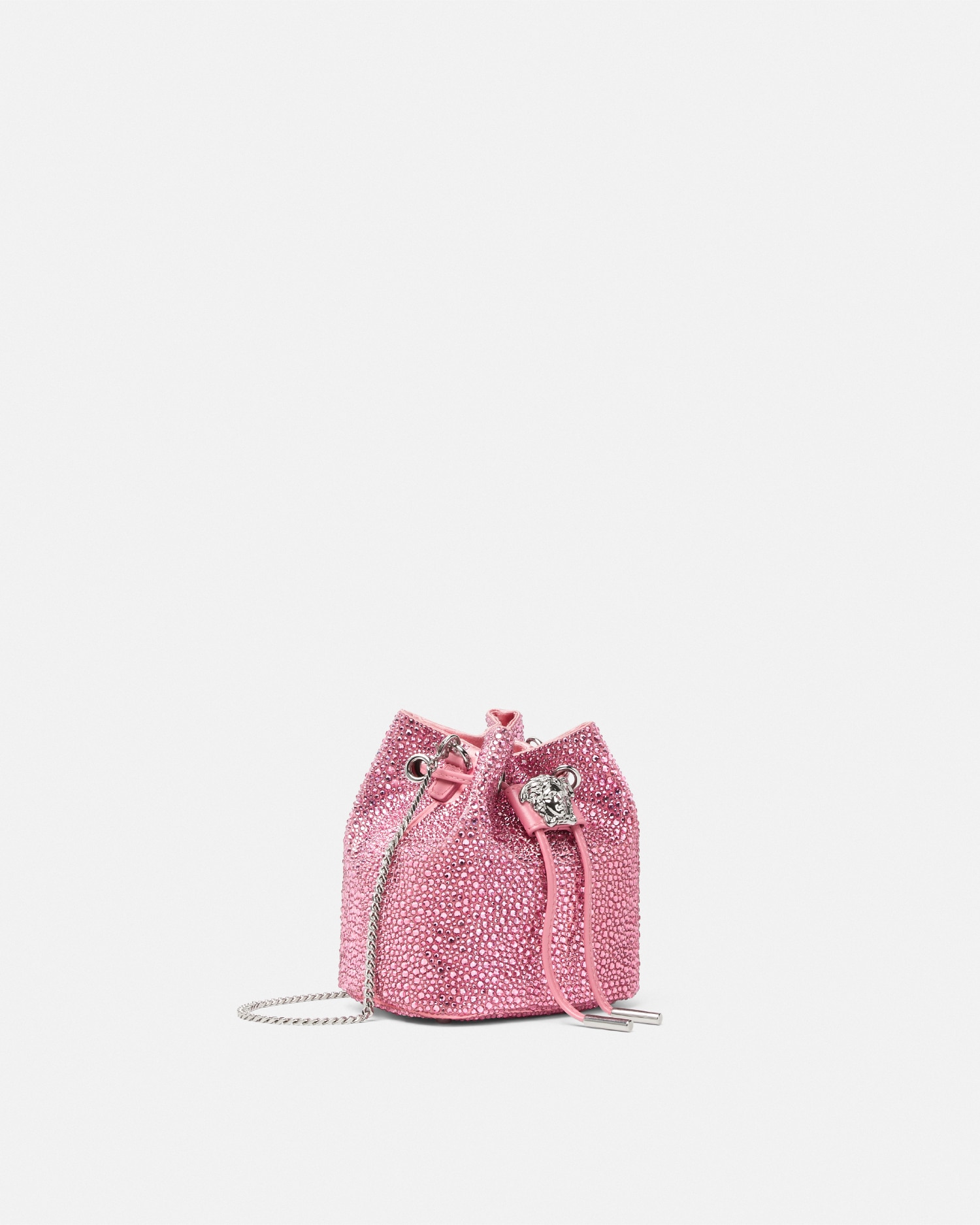 Versace Crystal La Medusa Mini Bucket Bag In Rose