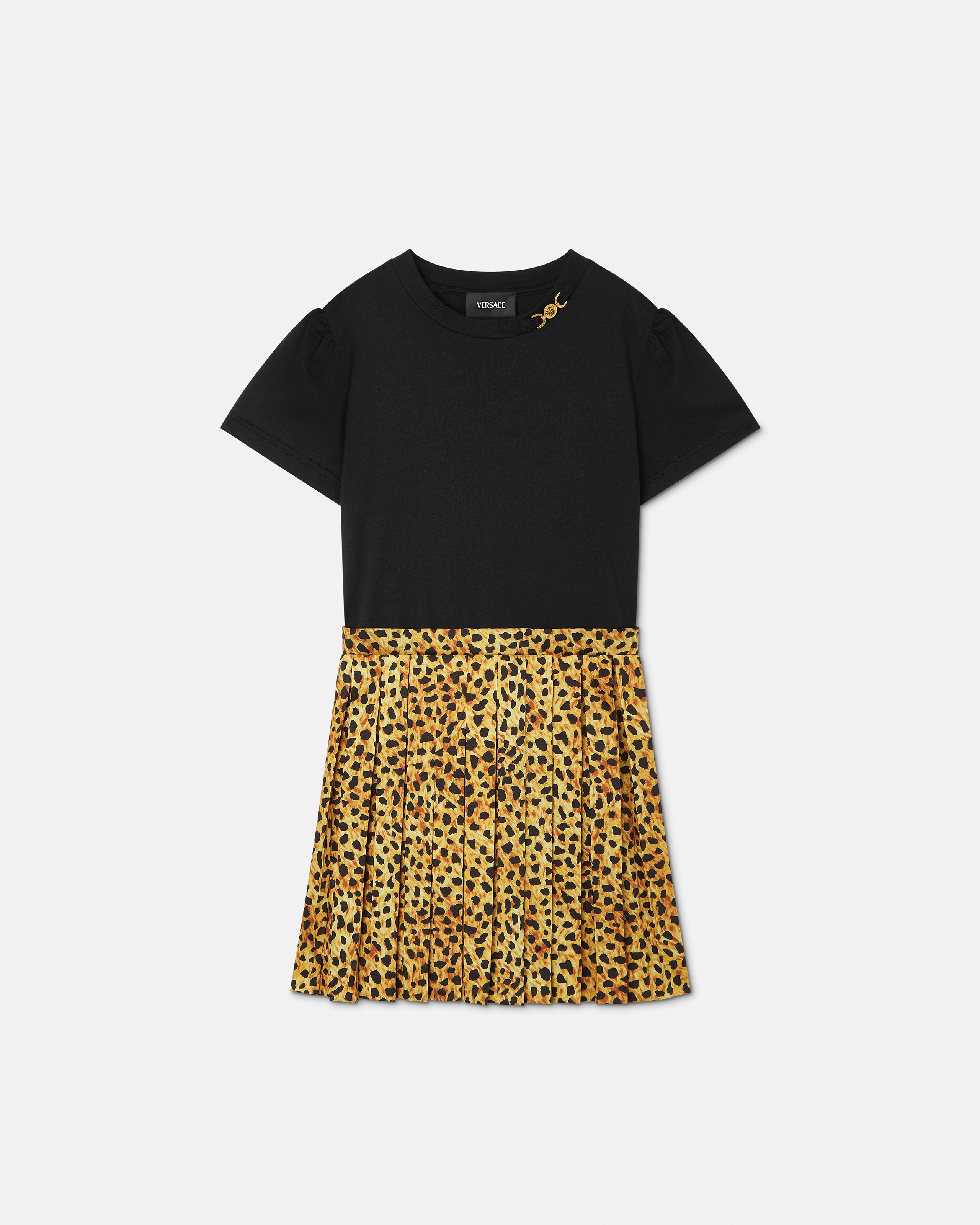 Versace Kids Printed Cotton-jersey Twill Dress In Black