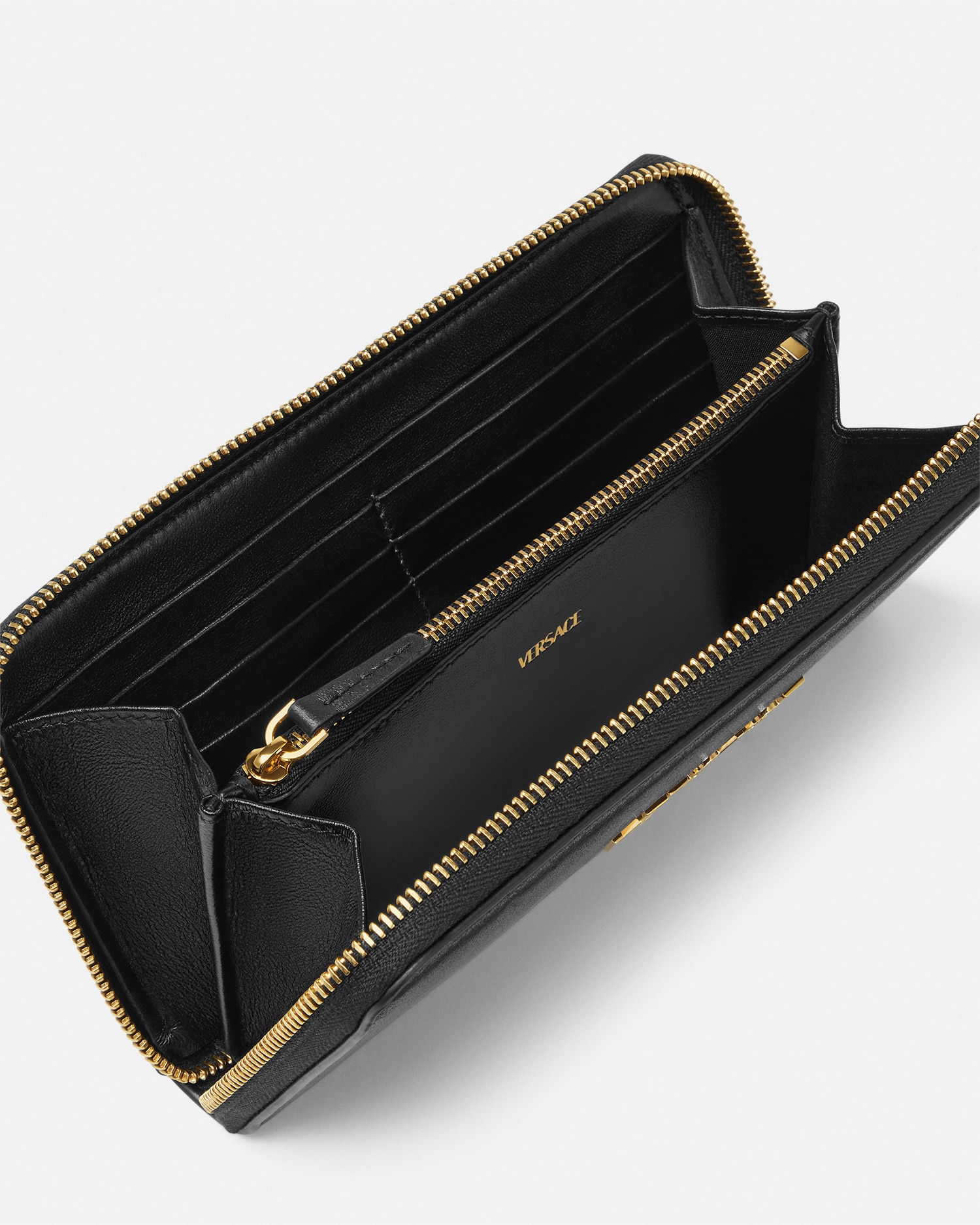 Versace Tag Nappa Wallet Black,Gold | VERSACE US