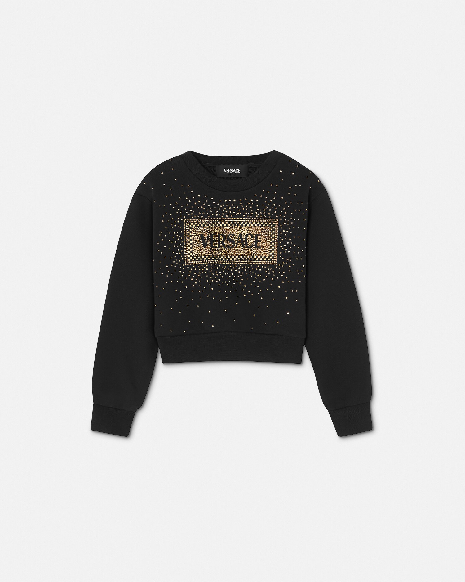 Versace Crystal '90s Vintage Logo Kids Sweatshirt In Black