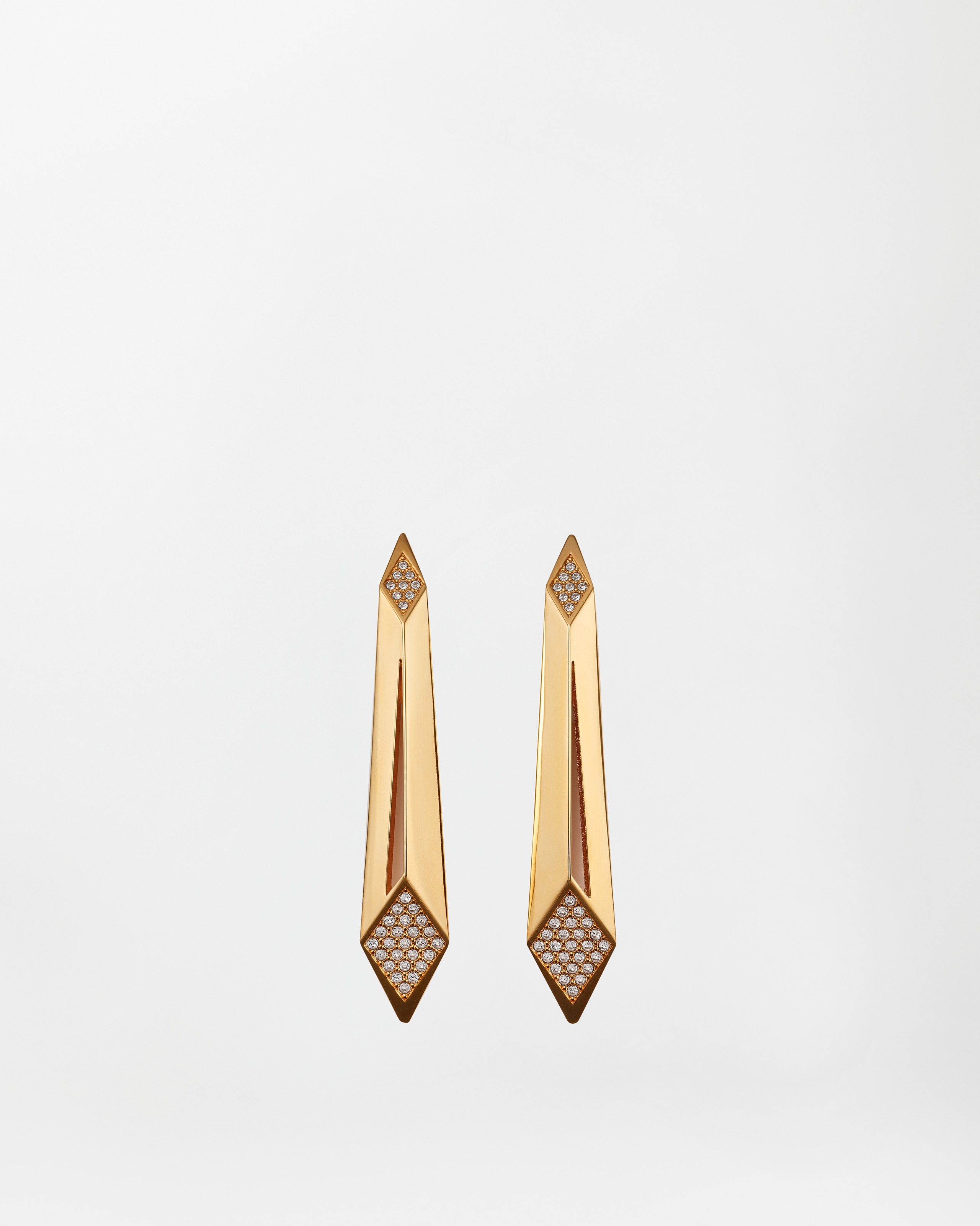 Versace Blade Crystal Earrings In Gold