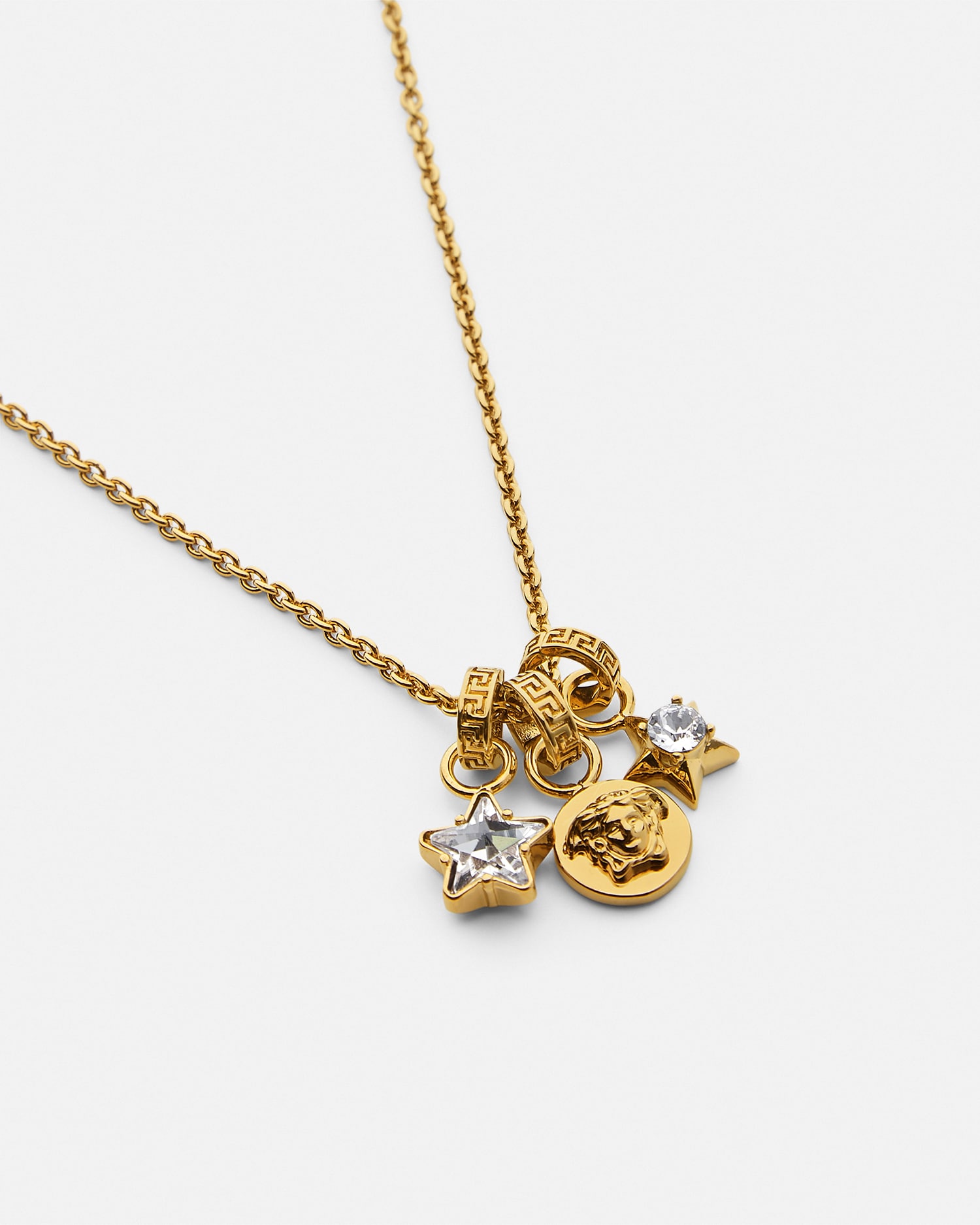 Versace Crystal Medusa Star Necklace In Brown