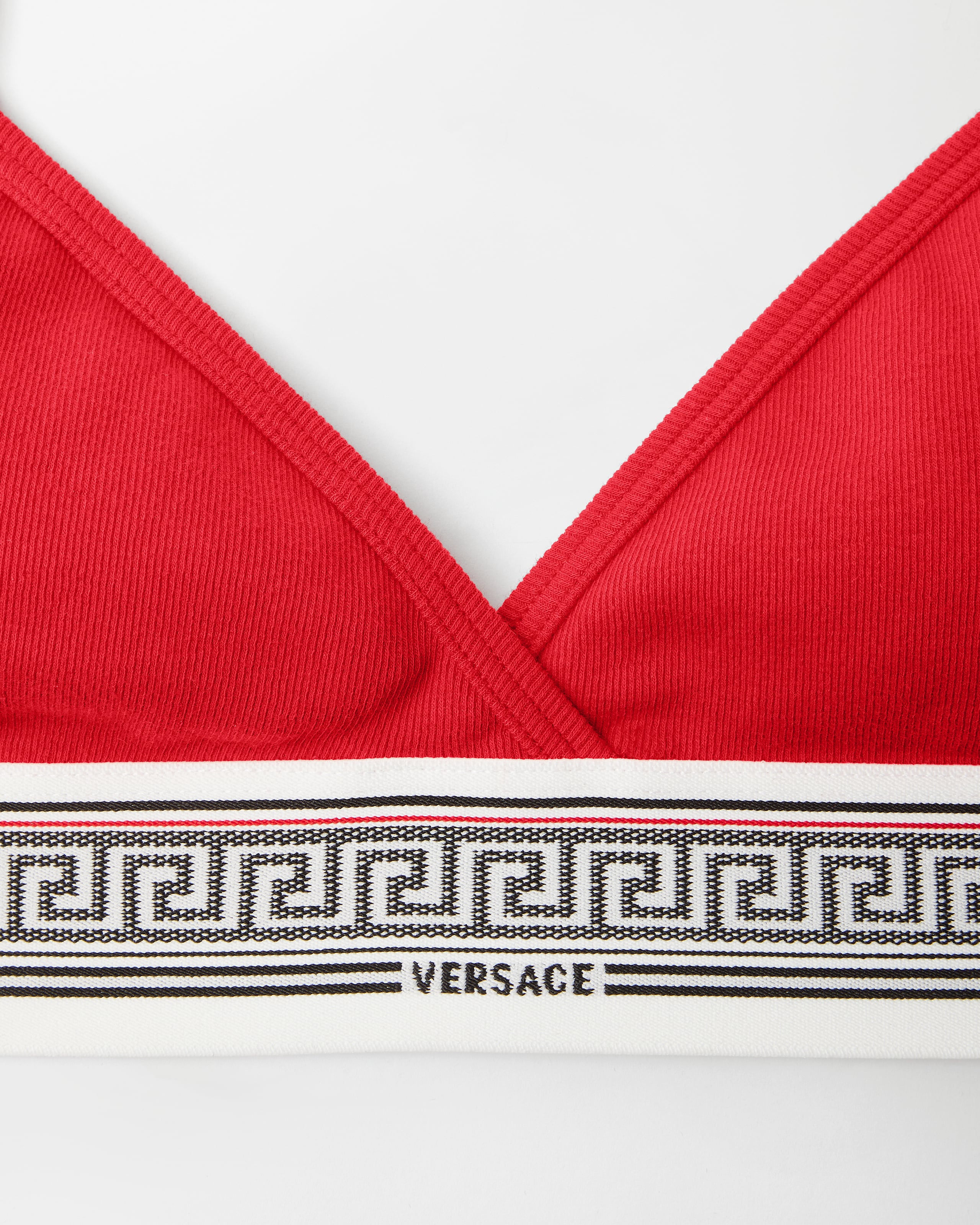 Ribbed Cotton-Jersey Bralette Red | VERSACE IN