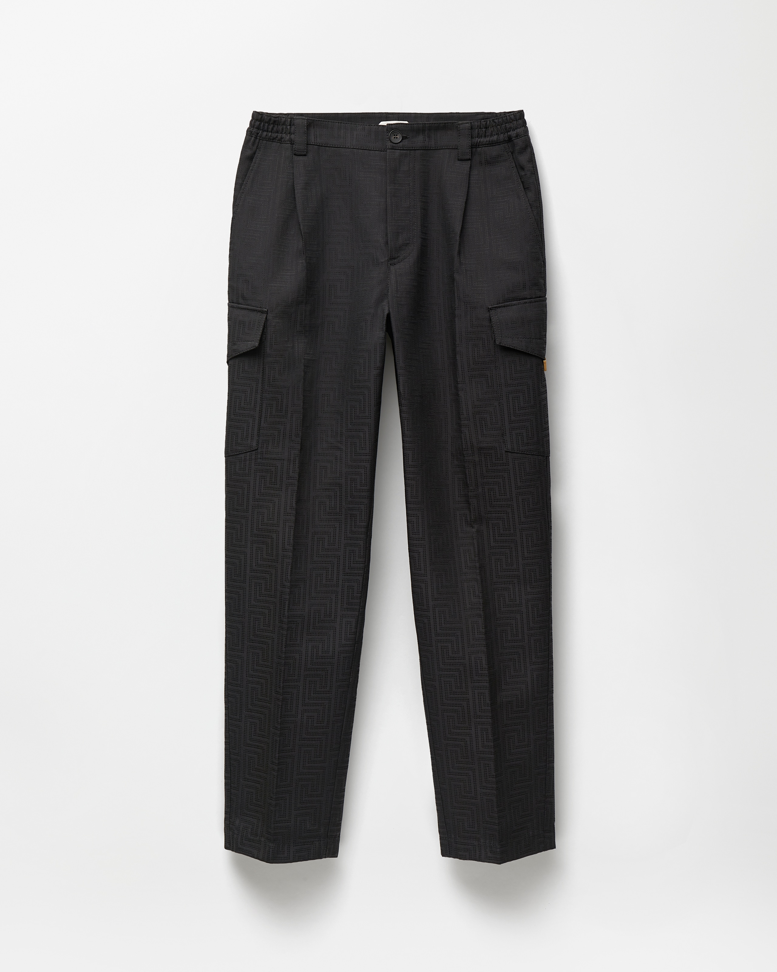 Versace Jacquard Cotton-blend Cargo Pants In Black