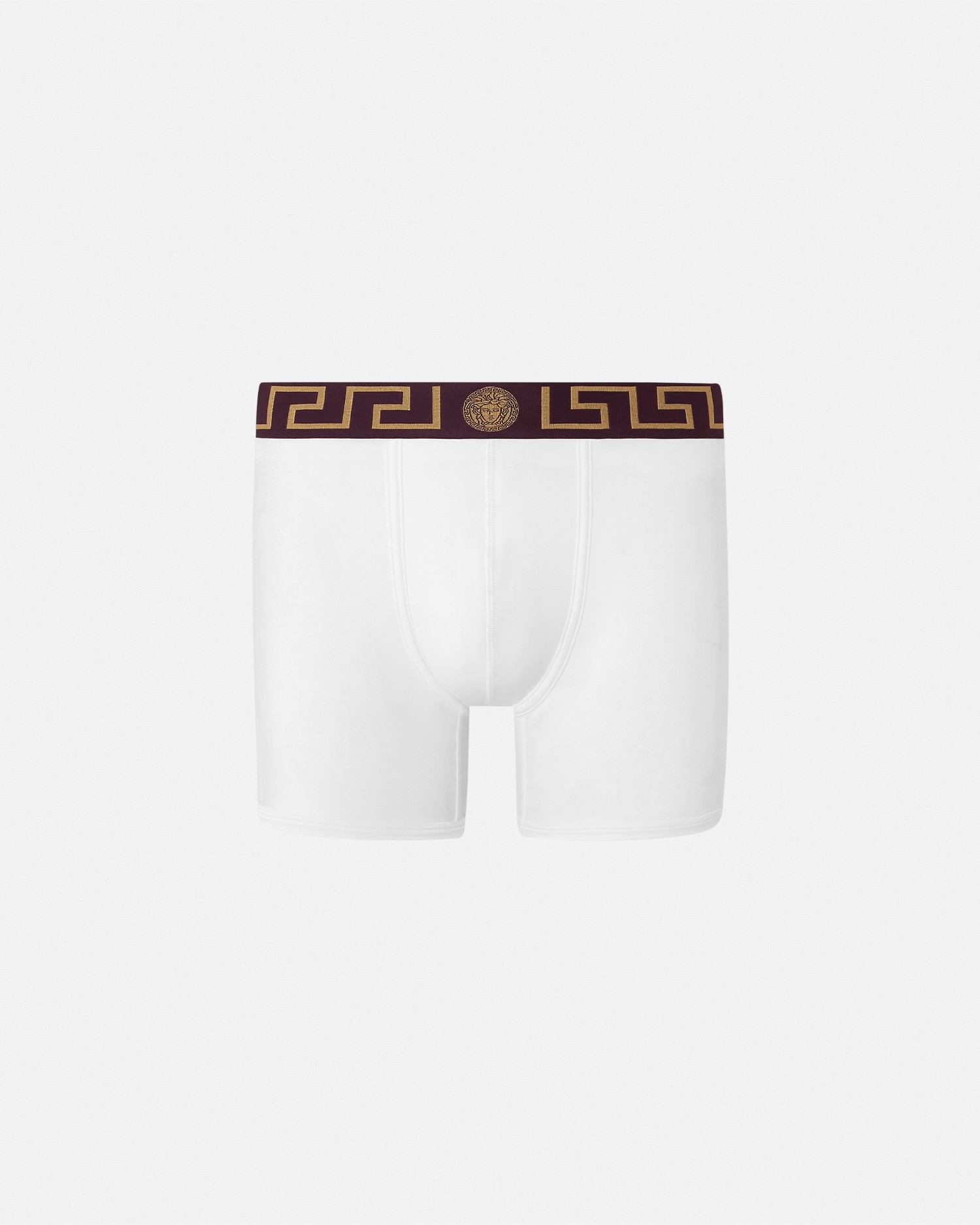 Versace Greca Border Long Trunks In Blanc