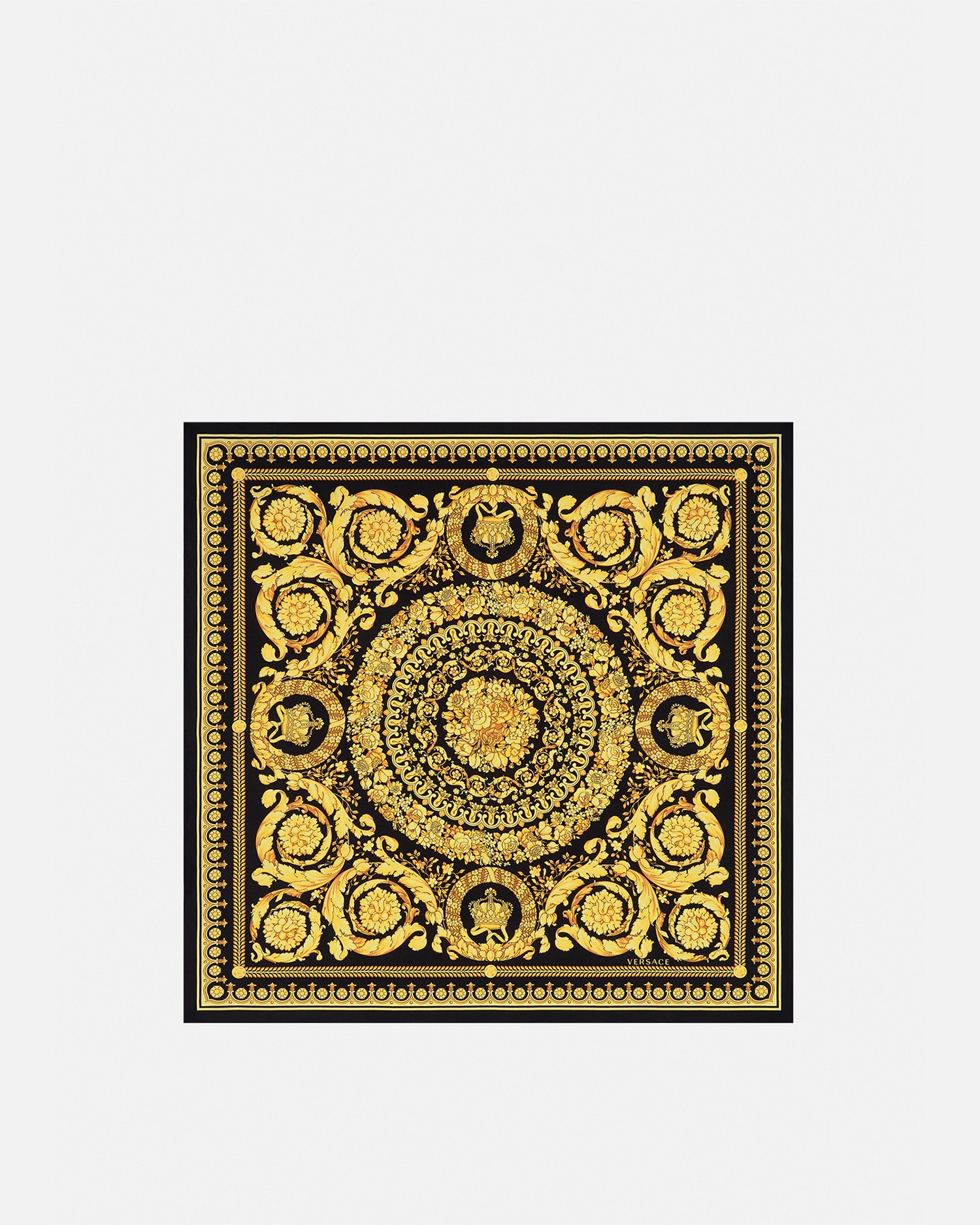 Versace Barocco Silk Foulard 70 Cm In Black+print